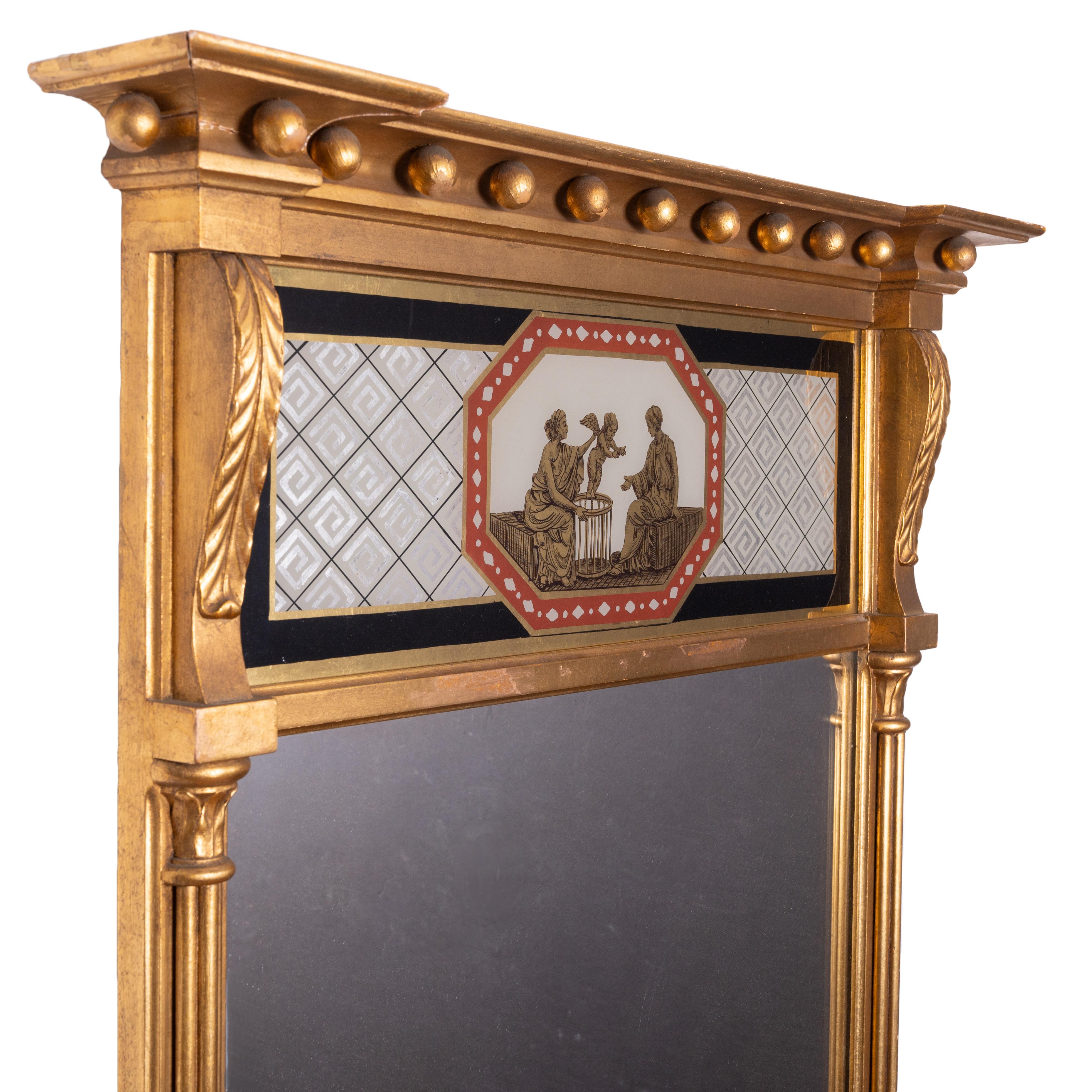 Federal Style Gilt Eglomise Mirror In Good Condition For Sale In Savannah, GA