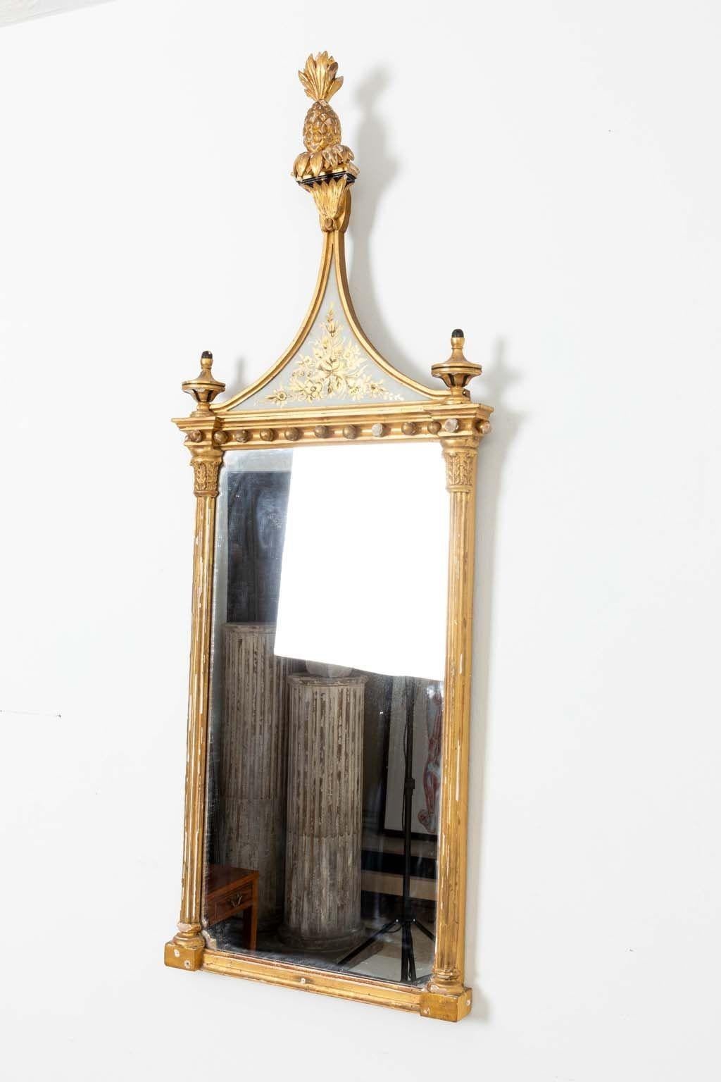 Federal Style Gilt Framed Mirror with Pineapple Finial, Early 20th C. American For Sale 2