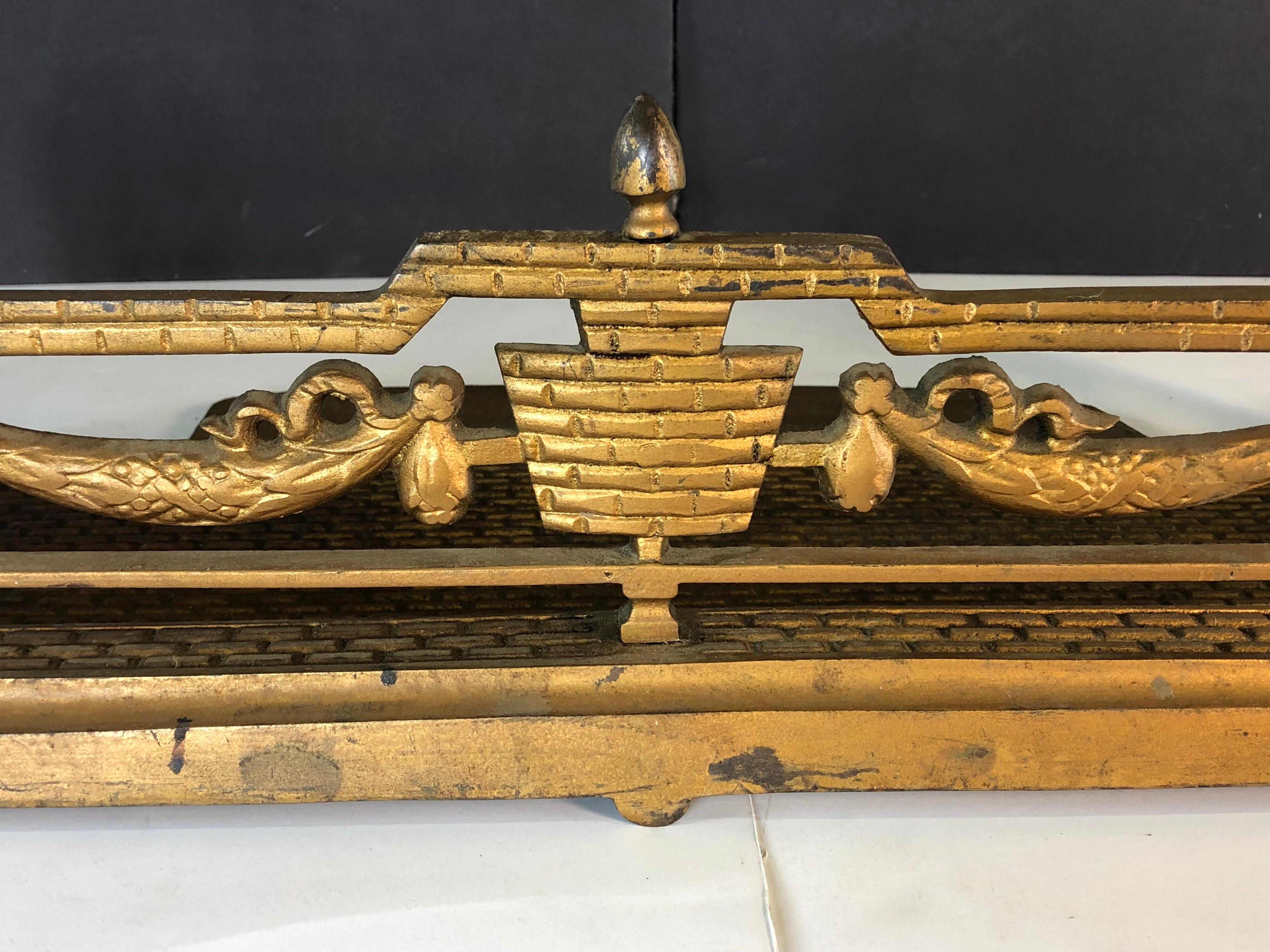 19th Century Federal Style Gilt over Bronze Fire Place Fender For Sale