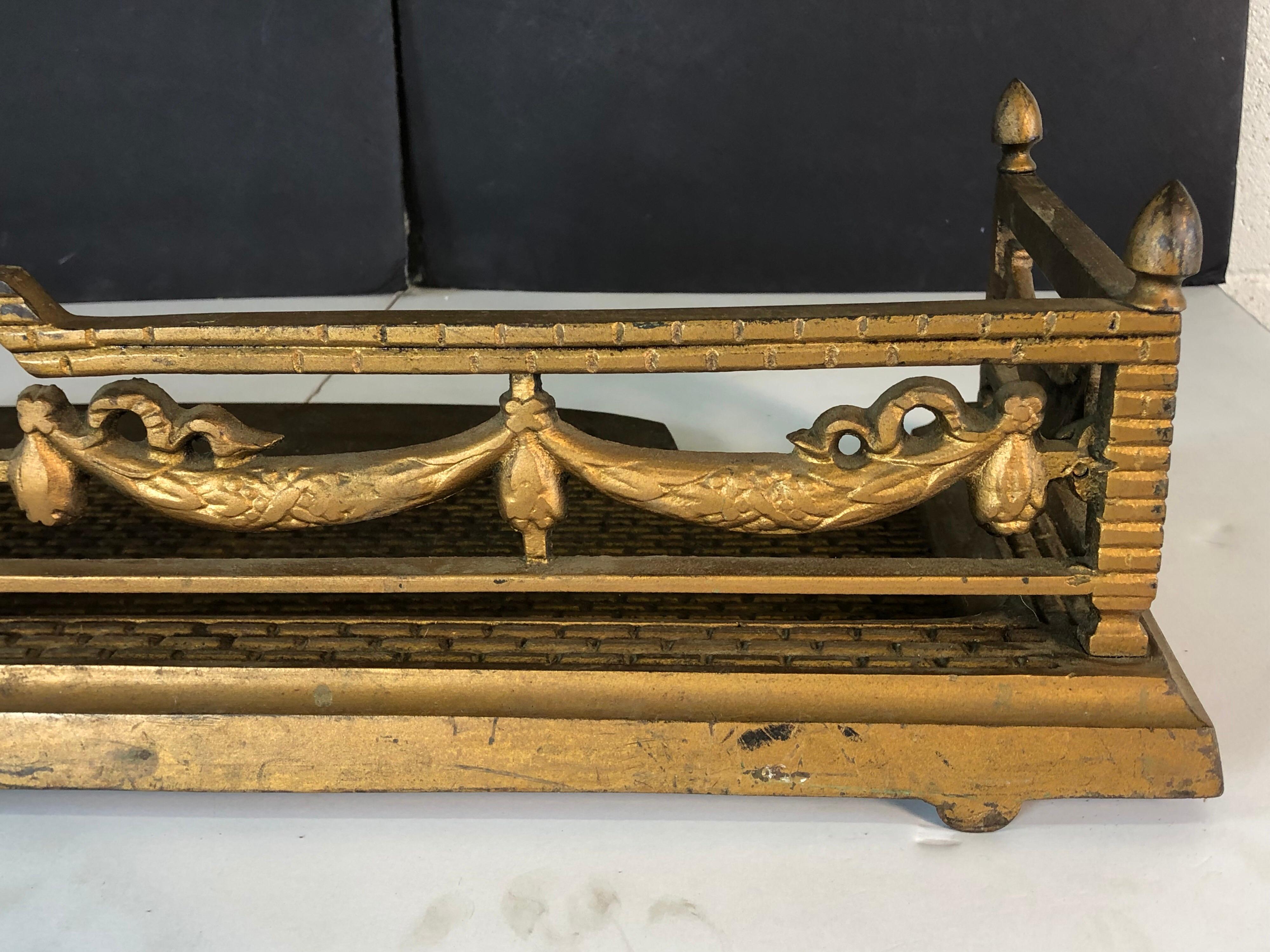 Federal Style Gilt over Bronze Fire Place Fender For Sale 1