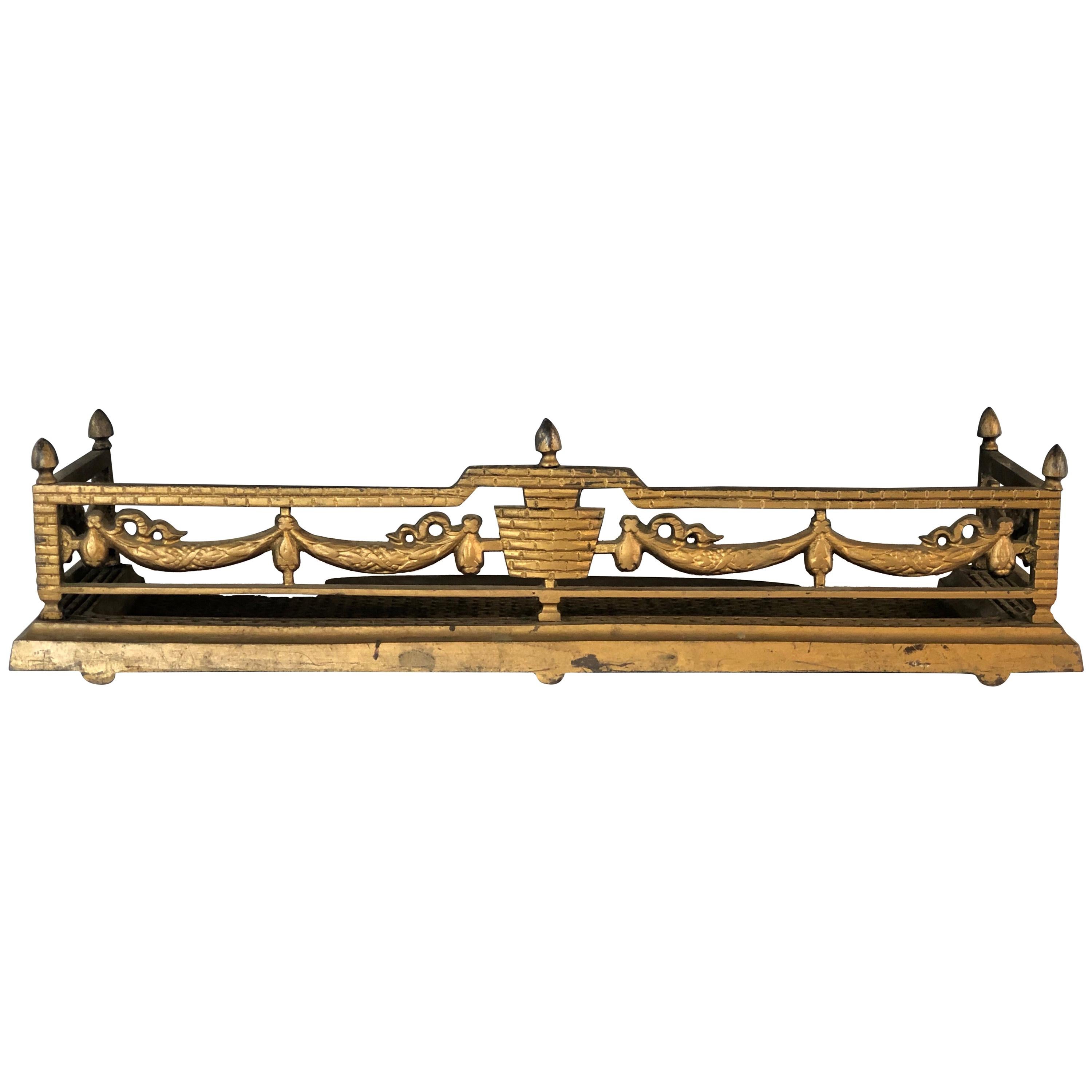 Federal Style Gilt over Bronze Fire Place Fender For Sale