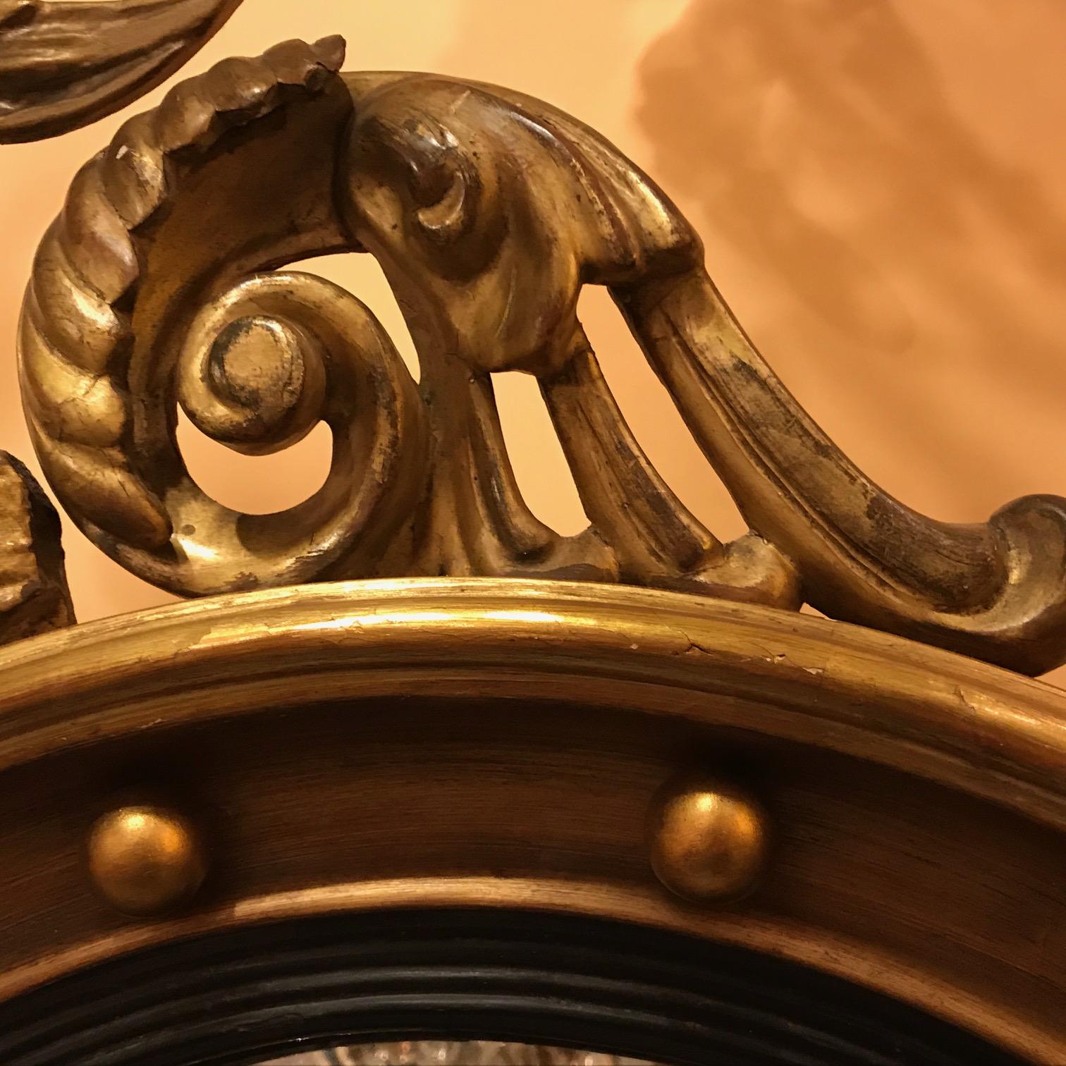 American Federal Style Giltwood Convex Mirror