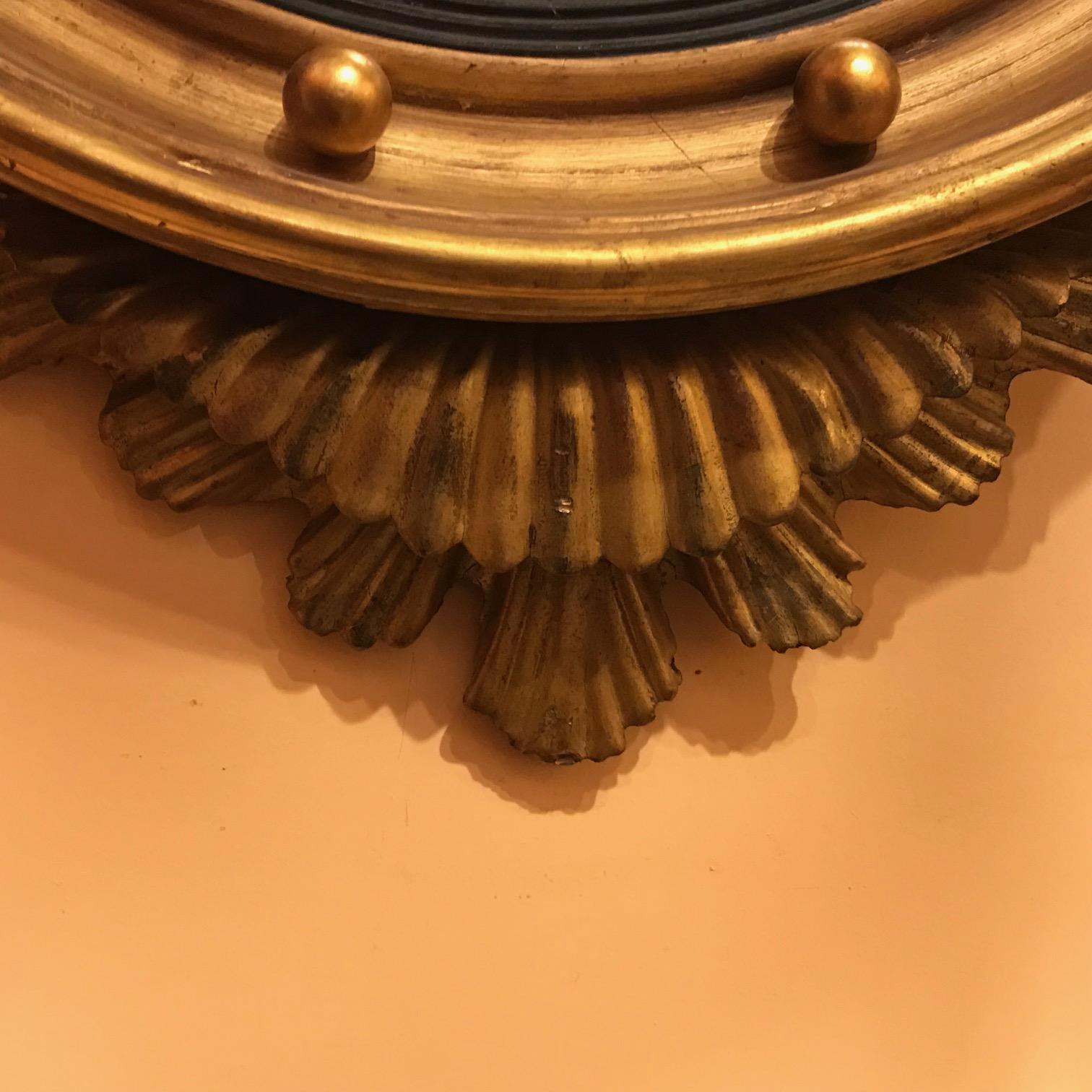 Carved Federal Style Giltwood Convex Mirror