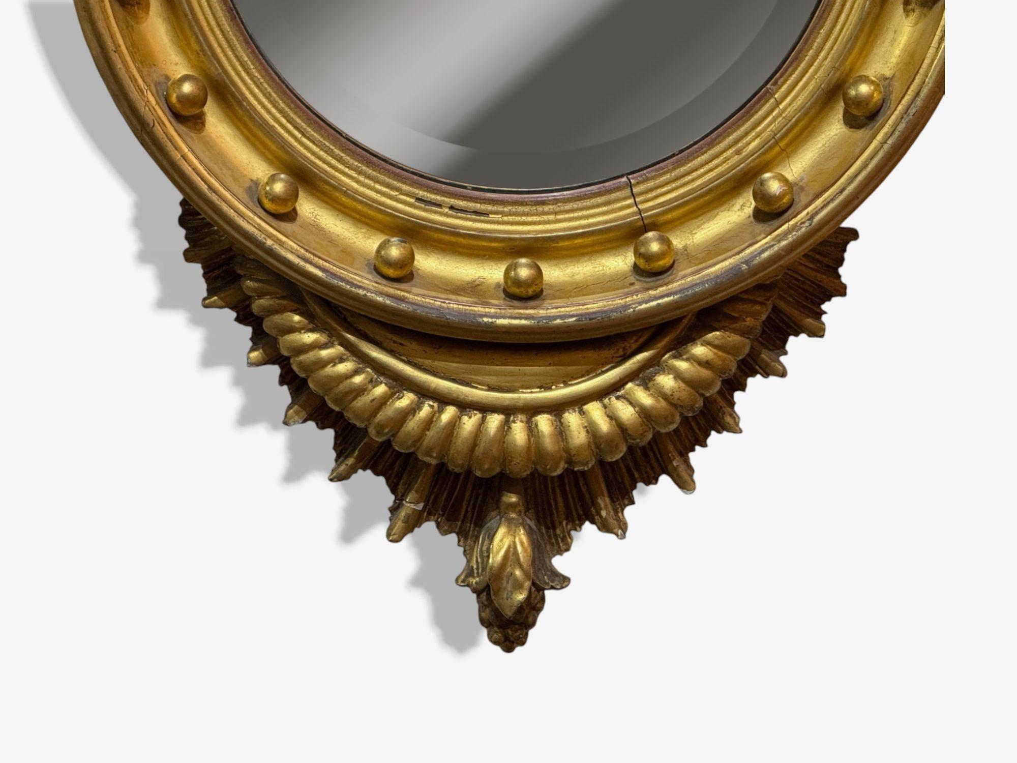 Stile Feder, Giltwood, Specchio convesso, Specchi da parete Regency, USA, XIX secolo. in vendita 6