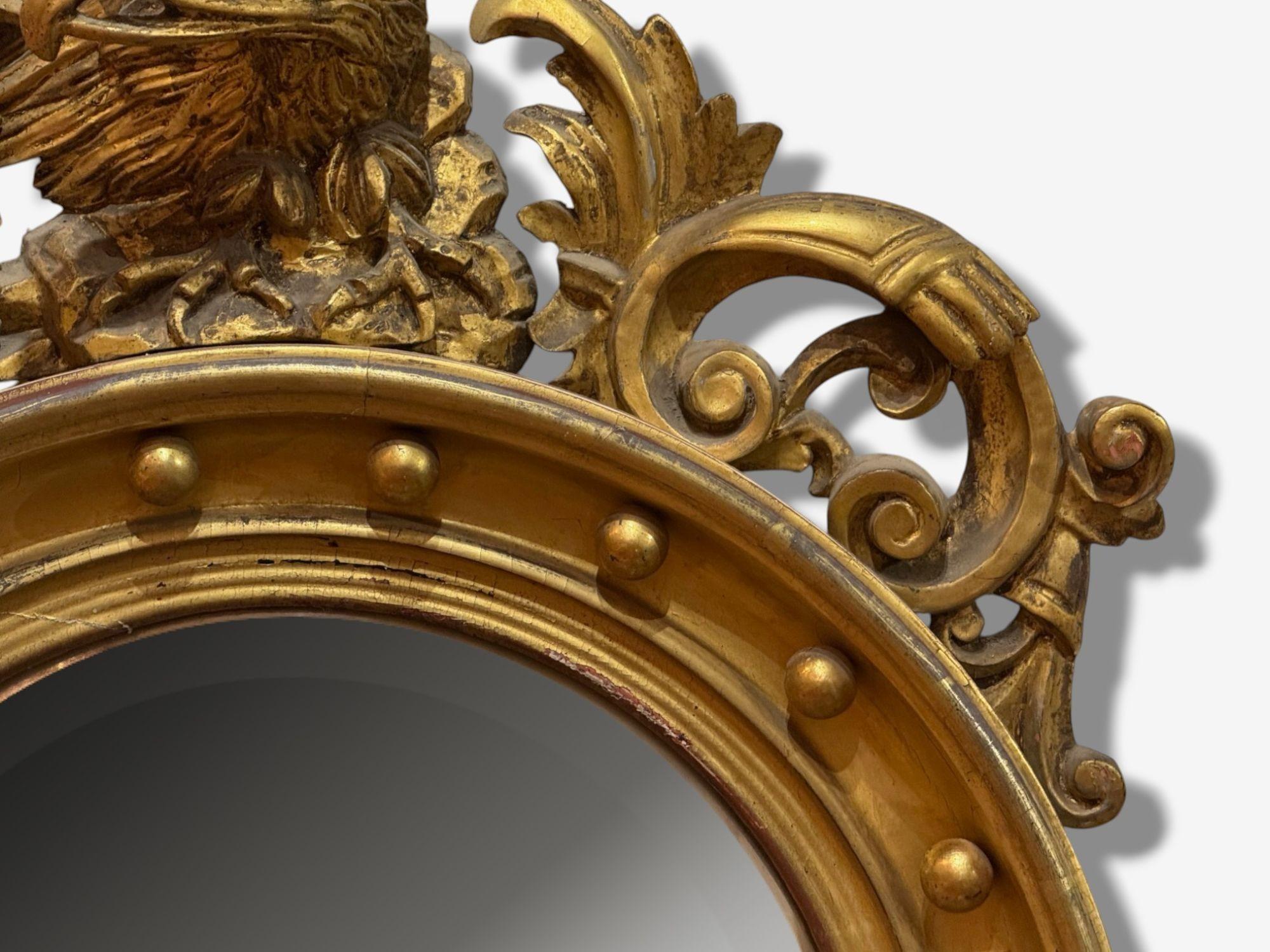 Stile Feder, Giltwood, Specchio convesso, Specchi da parete Regency, USA, XIX secolo. in vendita 3