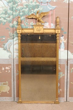 Federal Style Giltwood Mirror with Carved Eagle Crest, Early 20th Century