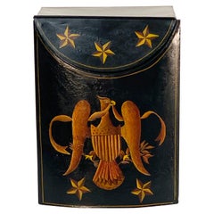 Used Federal Style Hand Painted Tole Tinder Wood Box