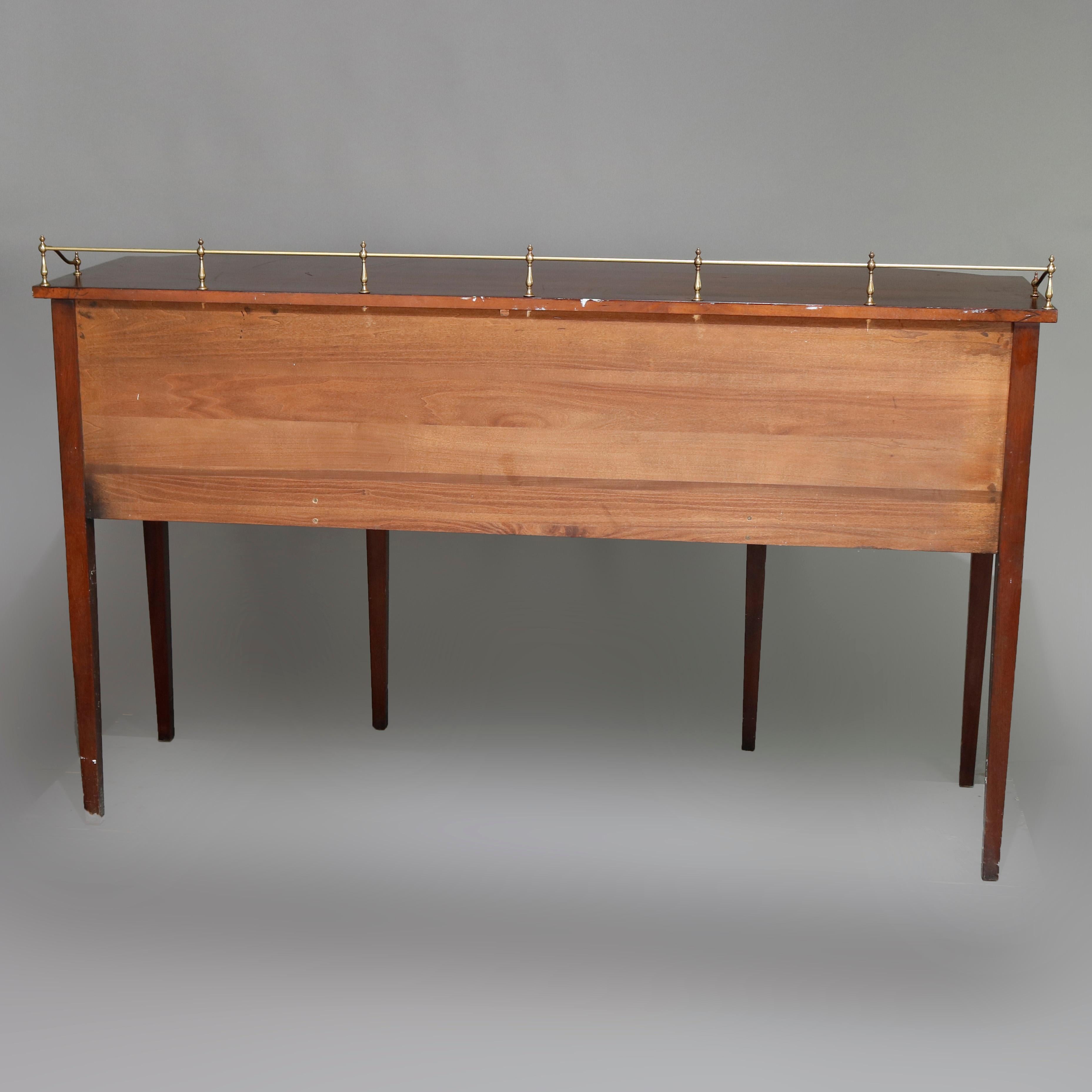 Federal Style Henkel Harris Flame Mahogany Inlaid Sideboard with Brass Rail 6