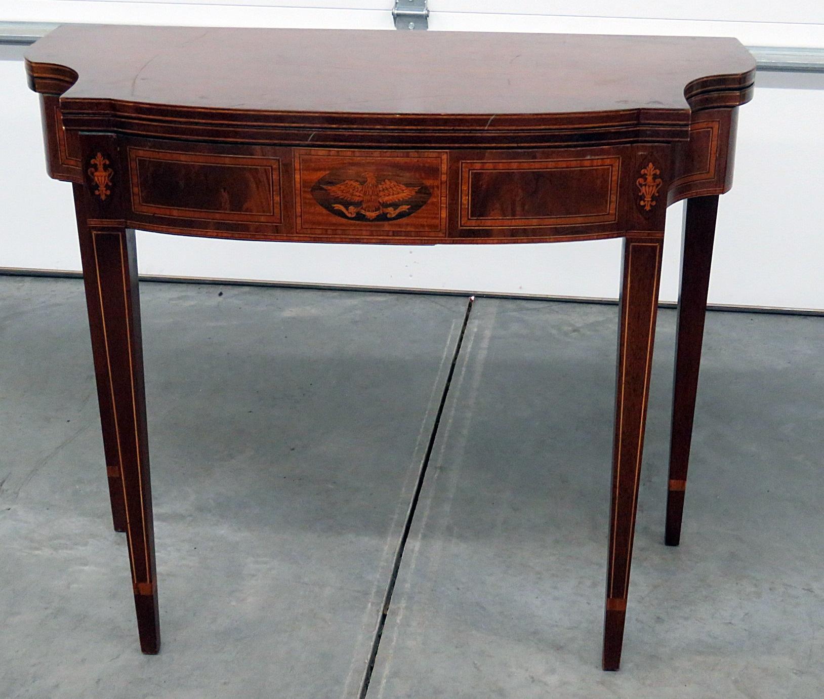 Federal style inlaid console / center table with flip top. 36.75