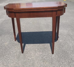 Federal Style Inlaid Mahogany Fold-Top Console Table, Circa 1920s