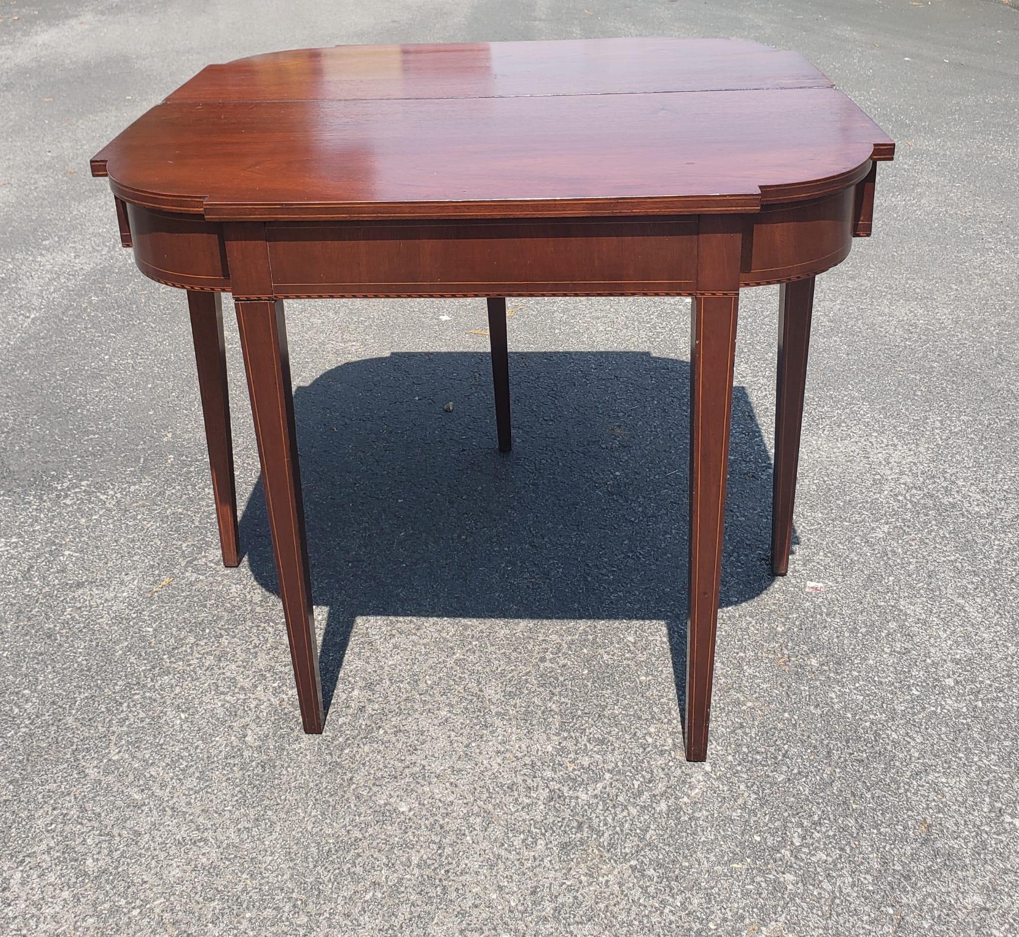 American Federal Style Inlaid Mahogany Fold-Top Console Table, Circa 1920s For Sale
