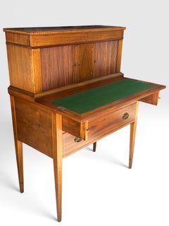 Federal Style Inlaid Mahogany Ladies Tambour Writing Desk & Secretary.