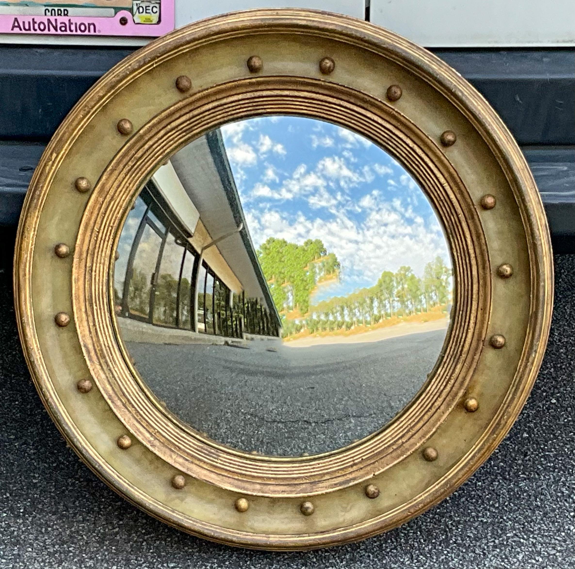 These have timeless appeal! From formal spaces to bathrooms, a pair of mirrors is a winner, and these are no exception. This is a large pair of Italian Federal style carved and painted giltwood mirrors in very good condition. The frames are sort of