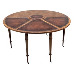 Federal Style Mahogany and Leather Flip Top Demilune/Game Table by Weimann