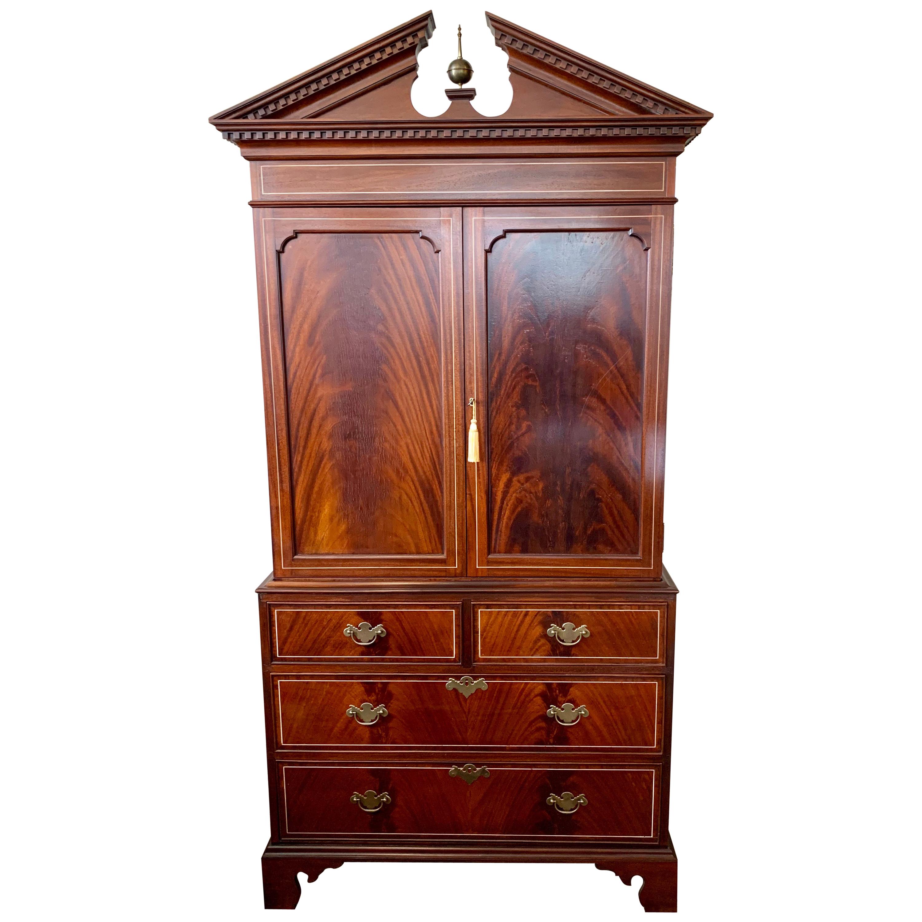 Federal Style Mahogany Armoire Wardrobe Cabinet Dresser