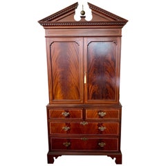 Vintage Federal Style Mahogany Armoire Wardrobe Cabinet Dresser