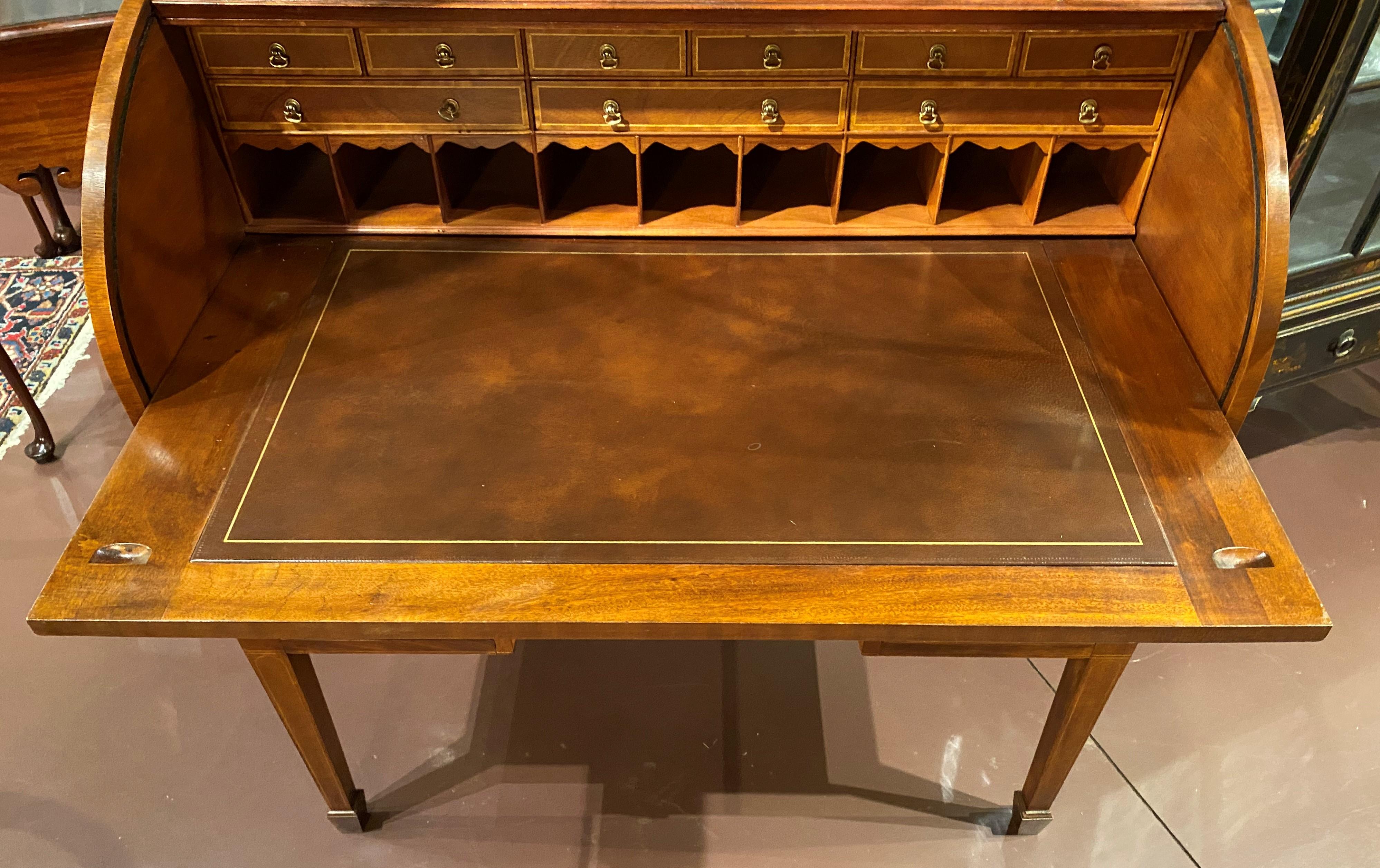 Federal Style Mahogany & Cherry Tambour Secretary Desk and Bookcase 1