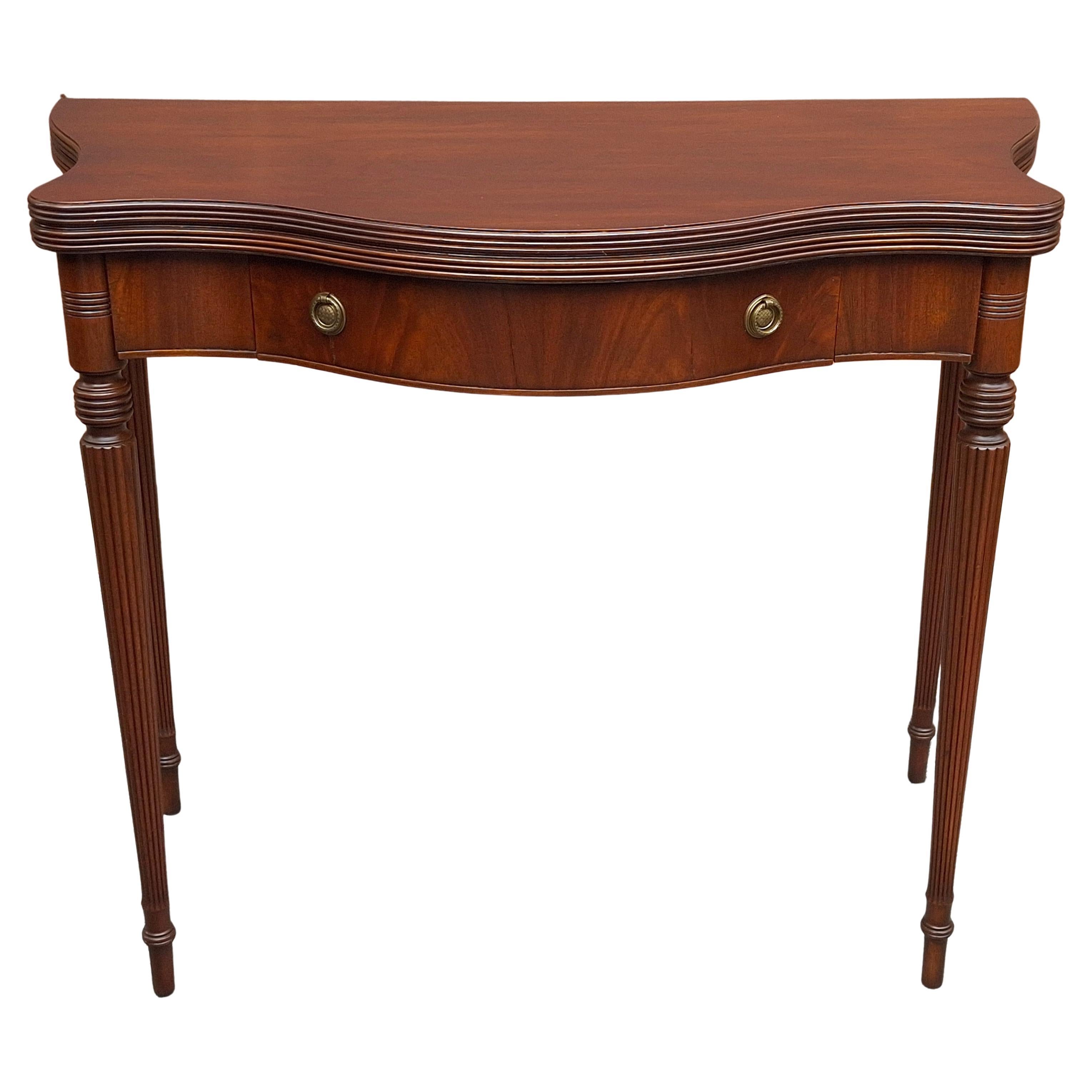Federal Style Mahogany Fold-Top Card Table Console Table, Refinished For Sale