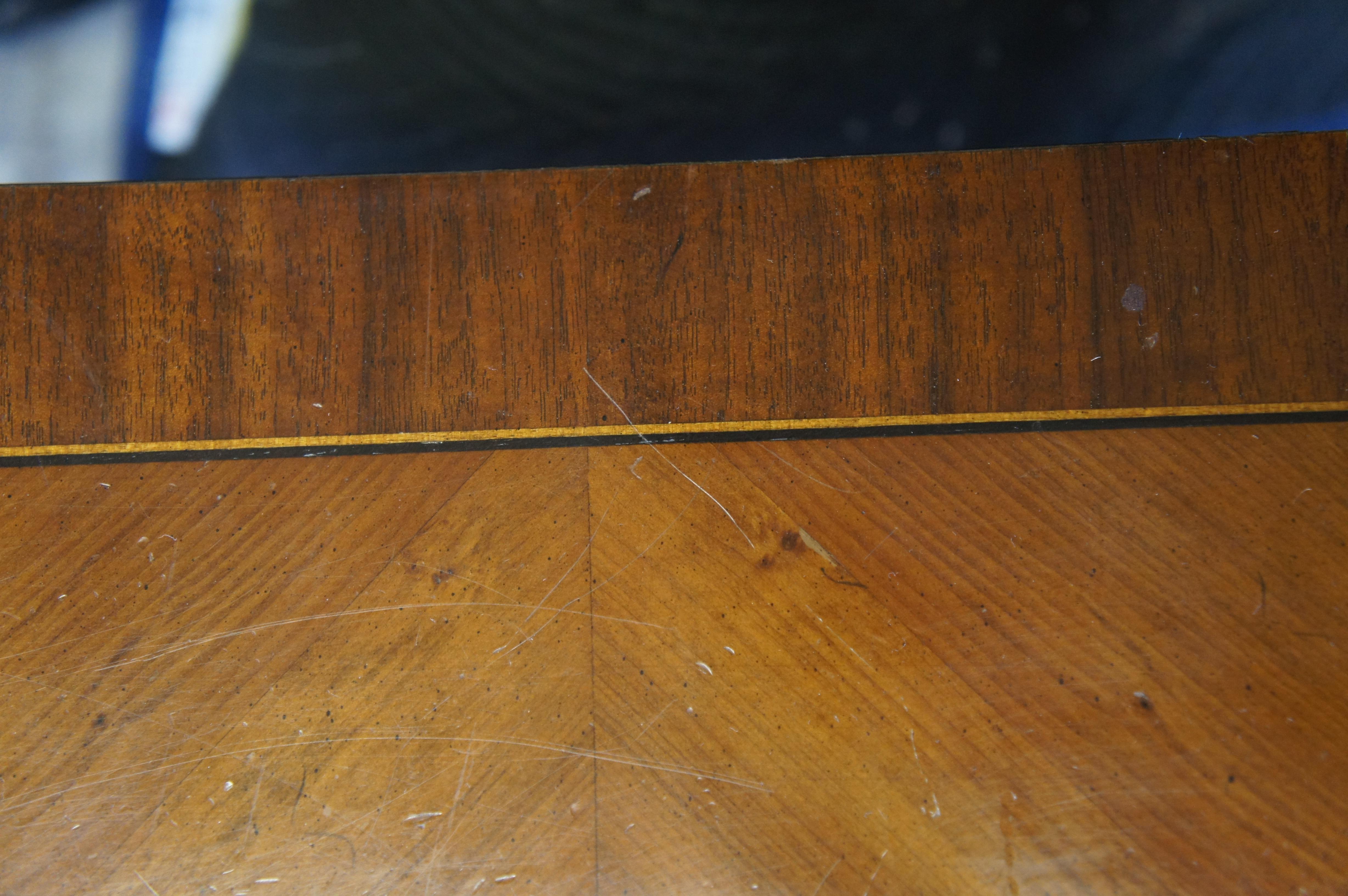 20th Century Federal Style Mahogany & Fruitwood Inlay Demilune Sideboard Console Entry Table