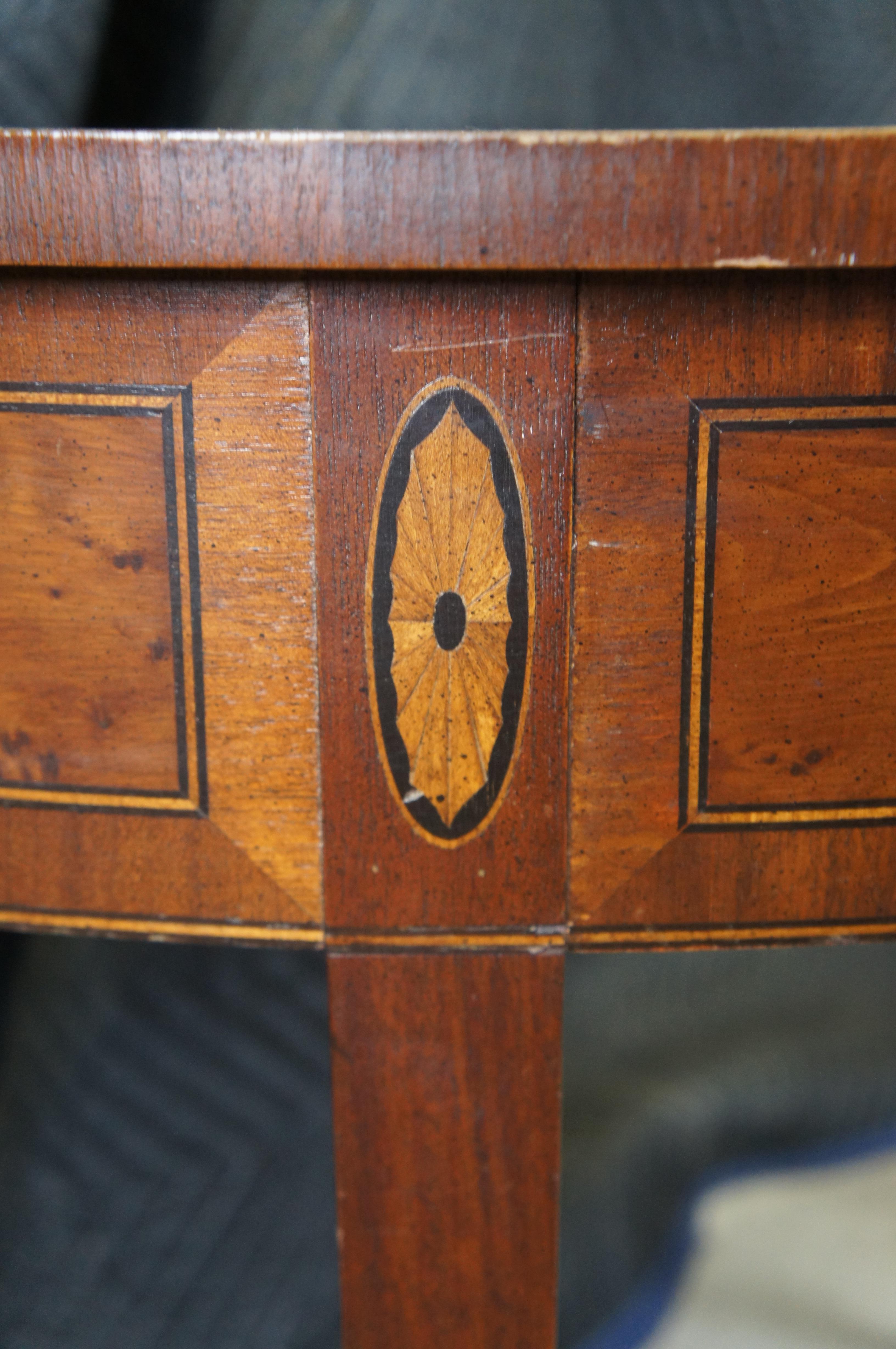 Federal Style Mahogany & Fruitwood Inlay Demilune Sideboard Console Entry Table 2