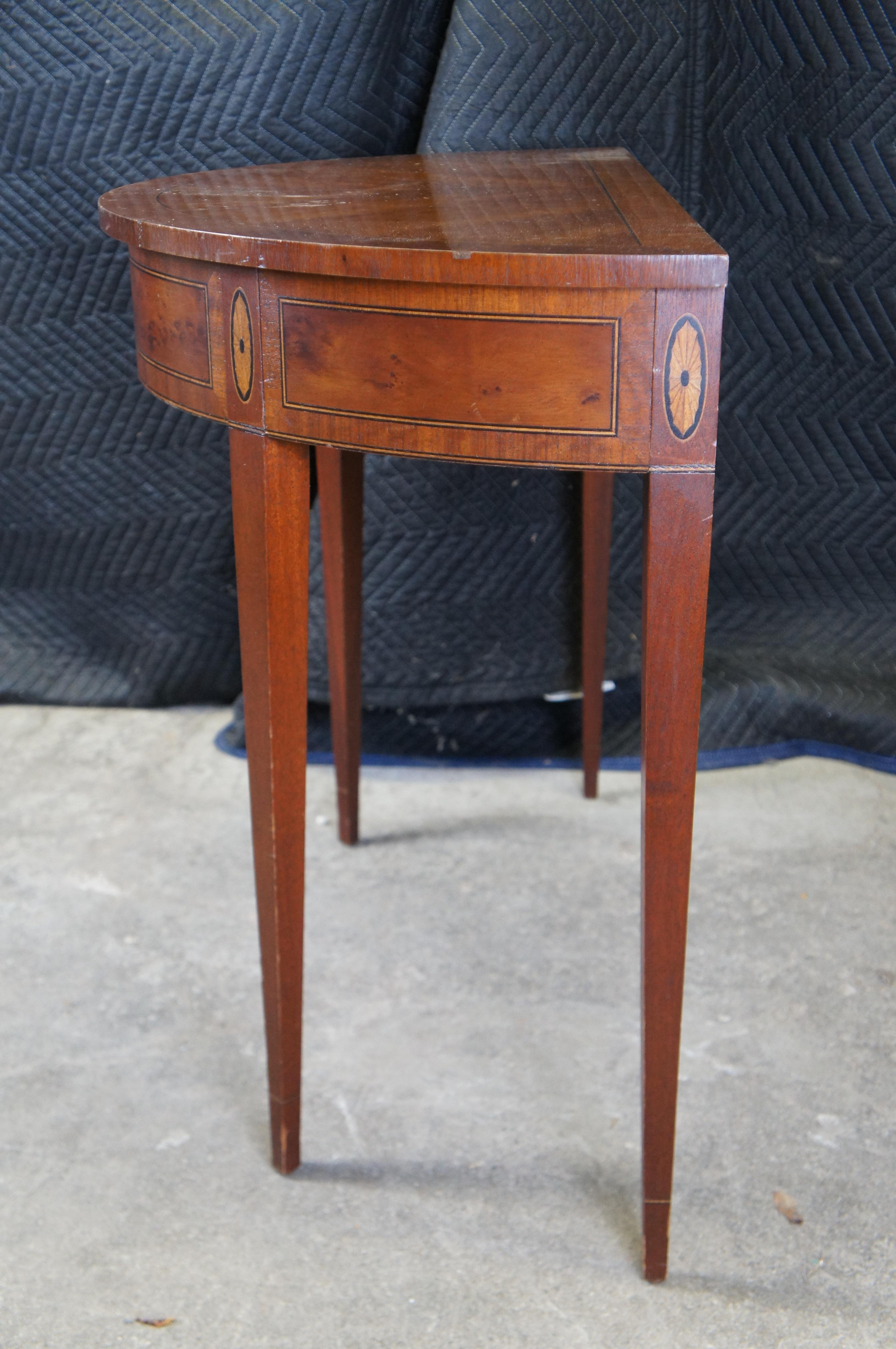 Federal Style Mahogany & Fruitwood Inlay Demilune Sideboard Console Entry Table 4
