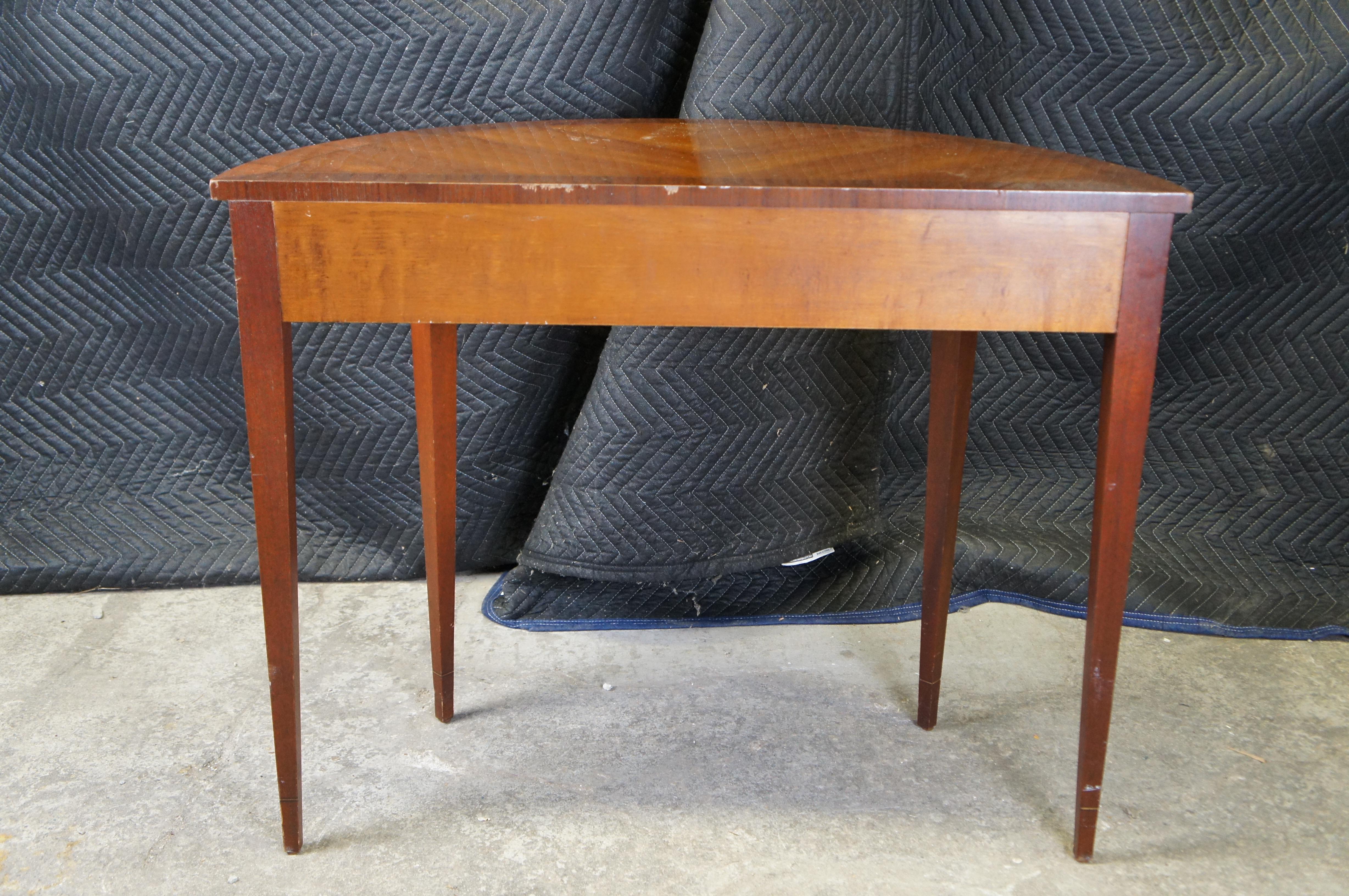 Federal Style Mahogany & Fruitwood Inlay Demilune Sideboard Console Entry Table 5