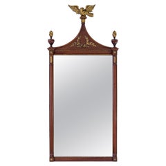 Federal Style Mahogany & Gilded Mirror with Carved Eagle and Finials