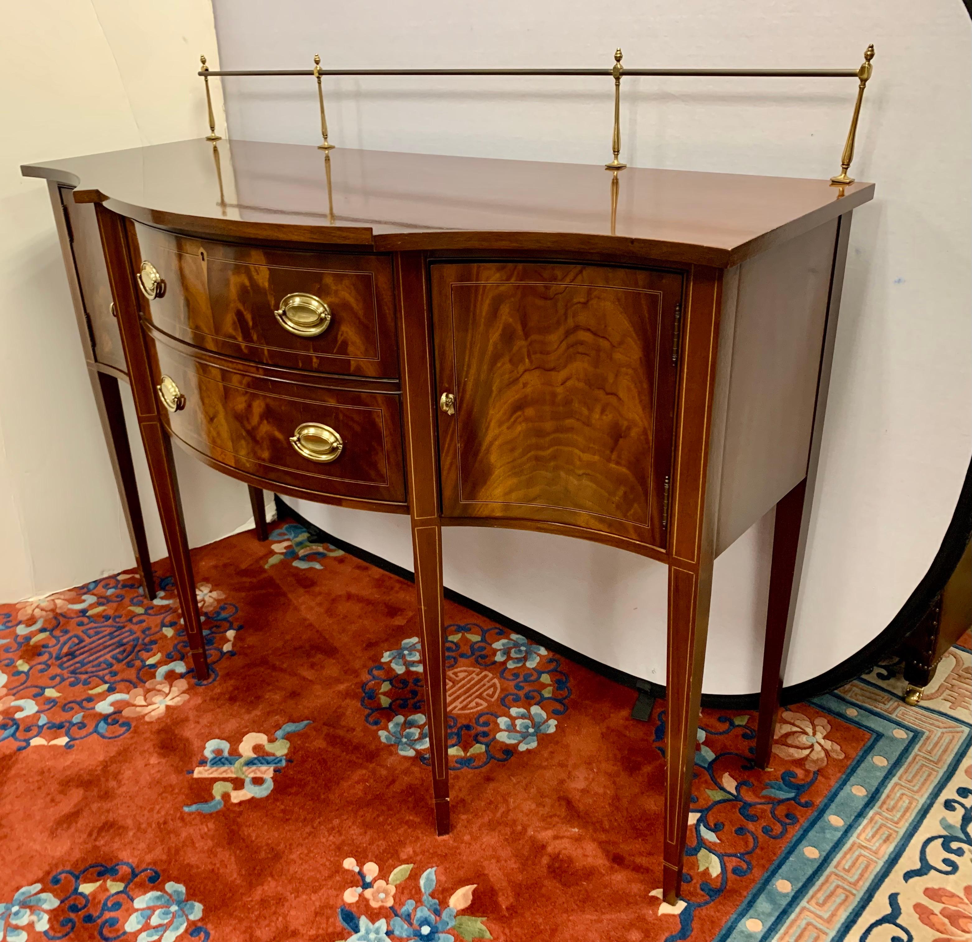 American Federal Style Mahogany Inlaid Sideboard Buffet by Hickory Chair