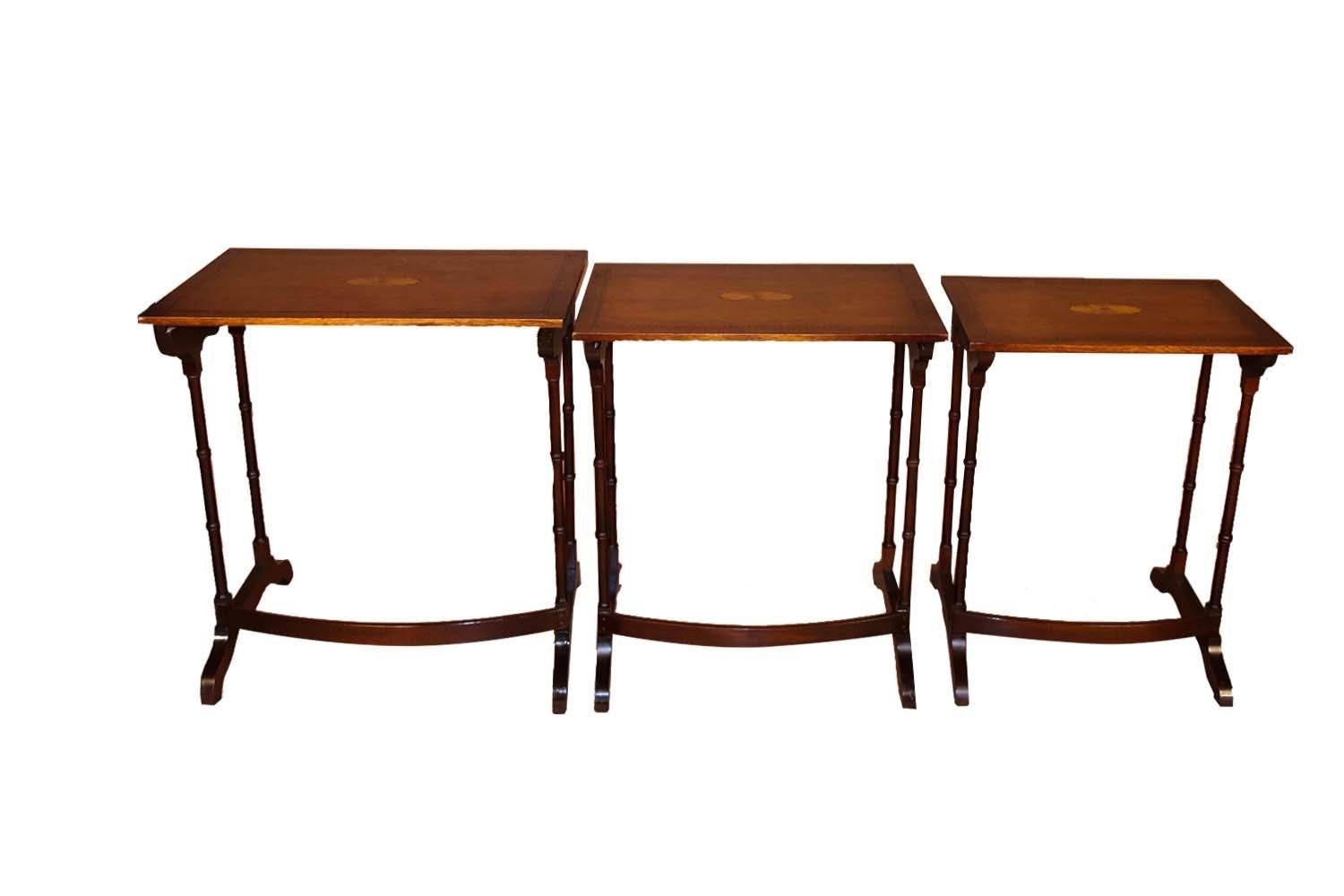 Federal Style Mahogany Satinwood Nesting Tables 2
