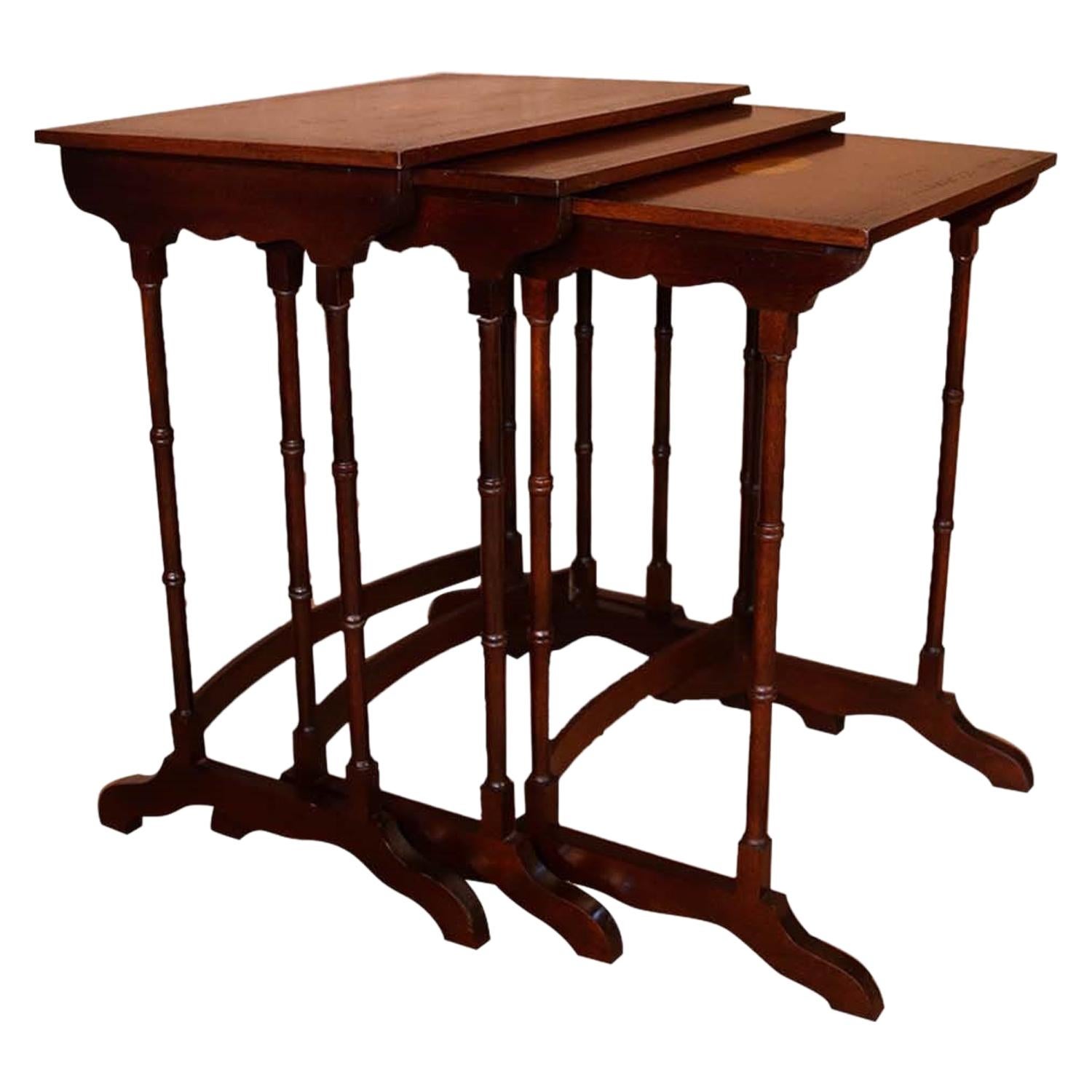 Federal Style Mahogany Satinwood Nesting Tables