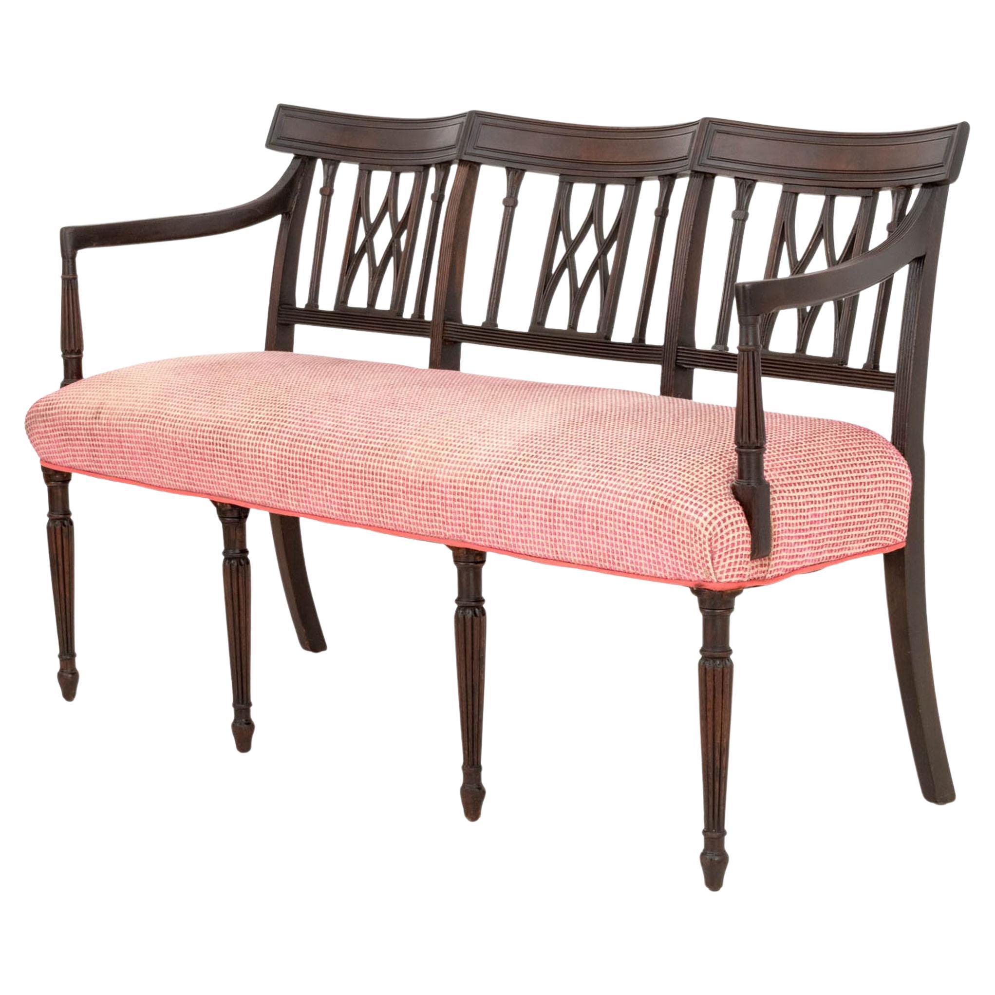 Federal Style Mahogany Three-Seat Bench For Sale