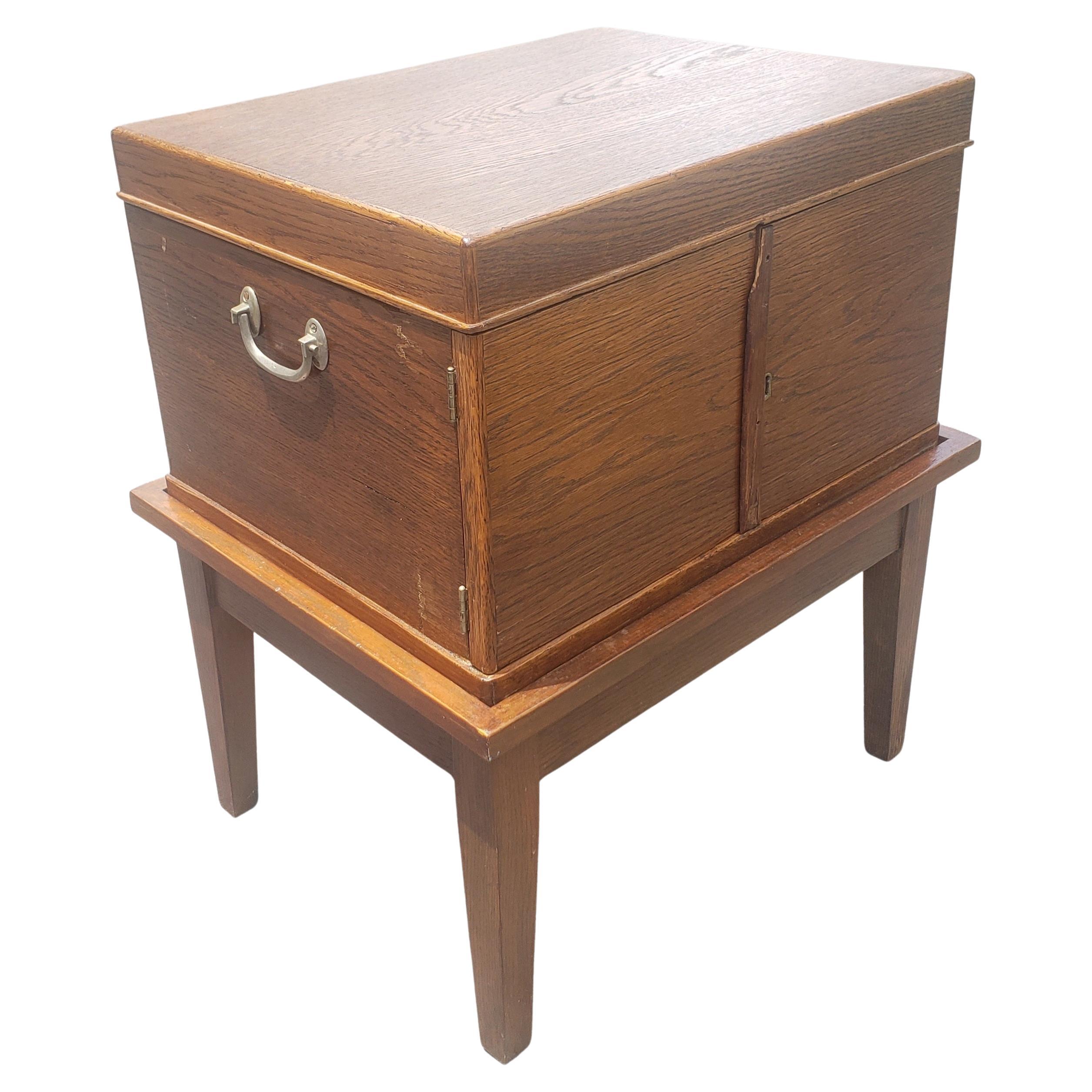 English Federal Style Oak Silver Chest on Stand, circa 1920s For Sale