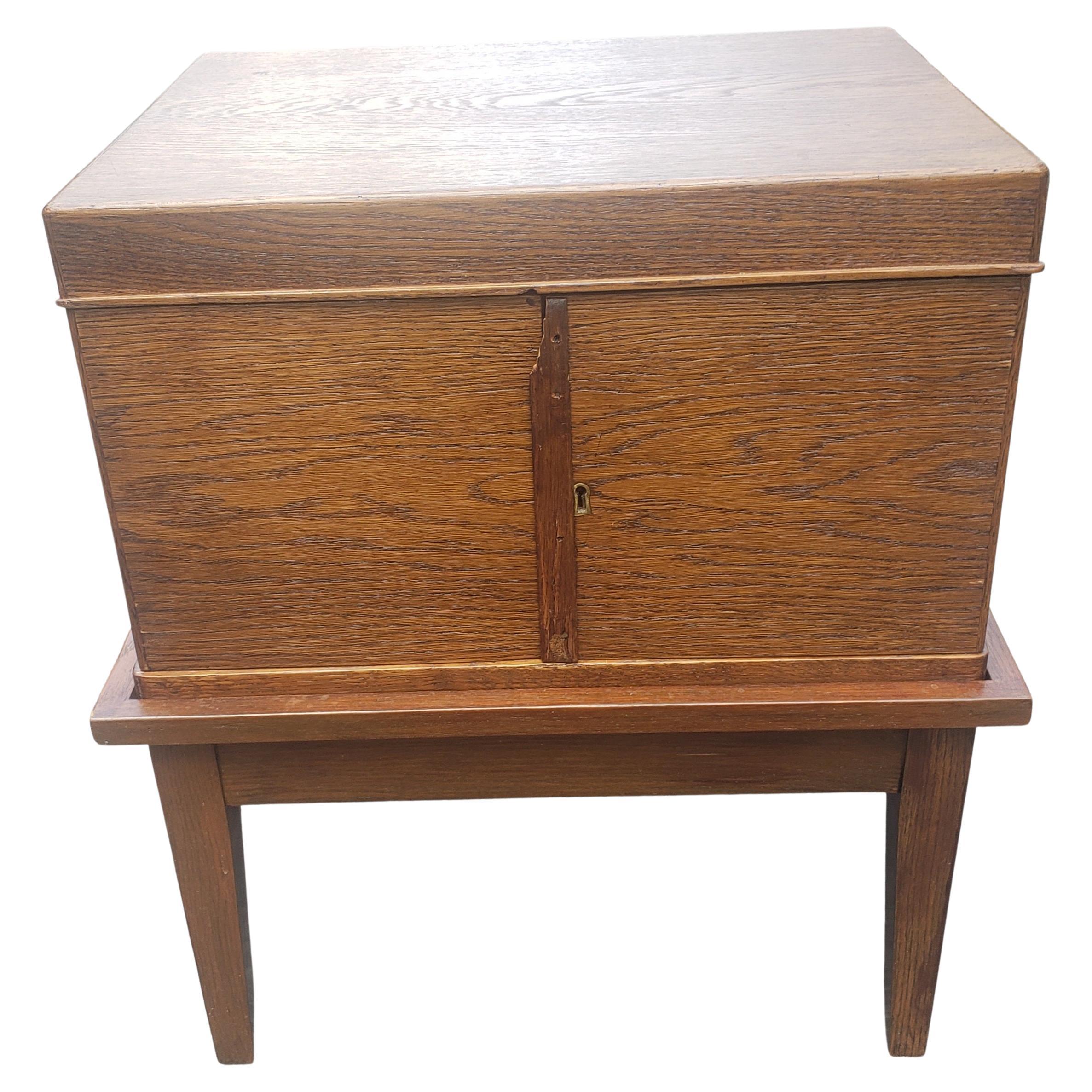20th Century Federal Style Oak Silver Chest on Stand, circa 1920s For Sale