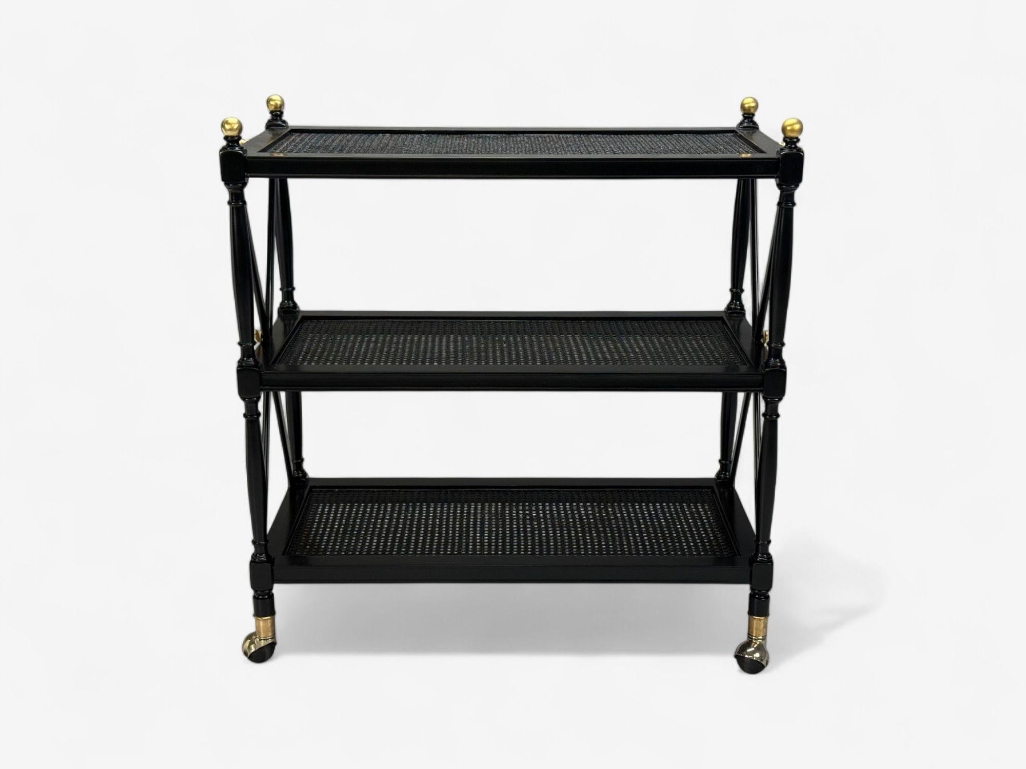 Federal Style, Lackiertes Holz, Stock, Ebonisierter Barwagen, USA, 1970er Jahre (amerikanisch) im Angebot