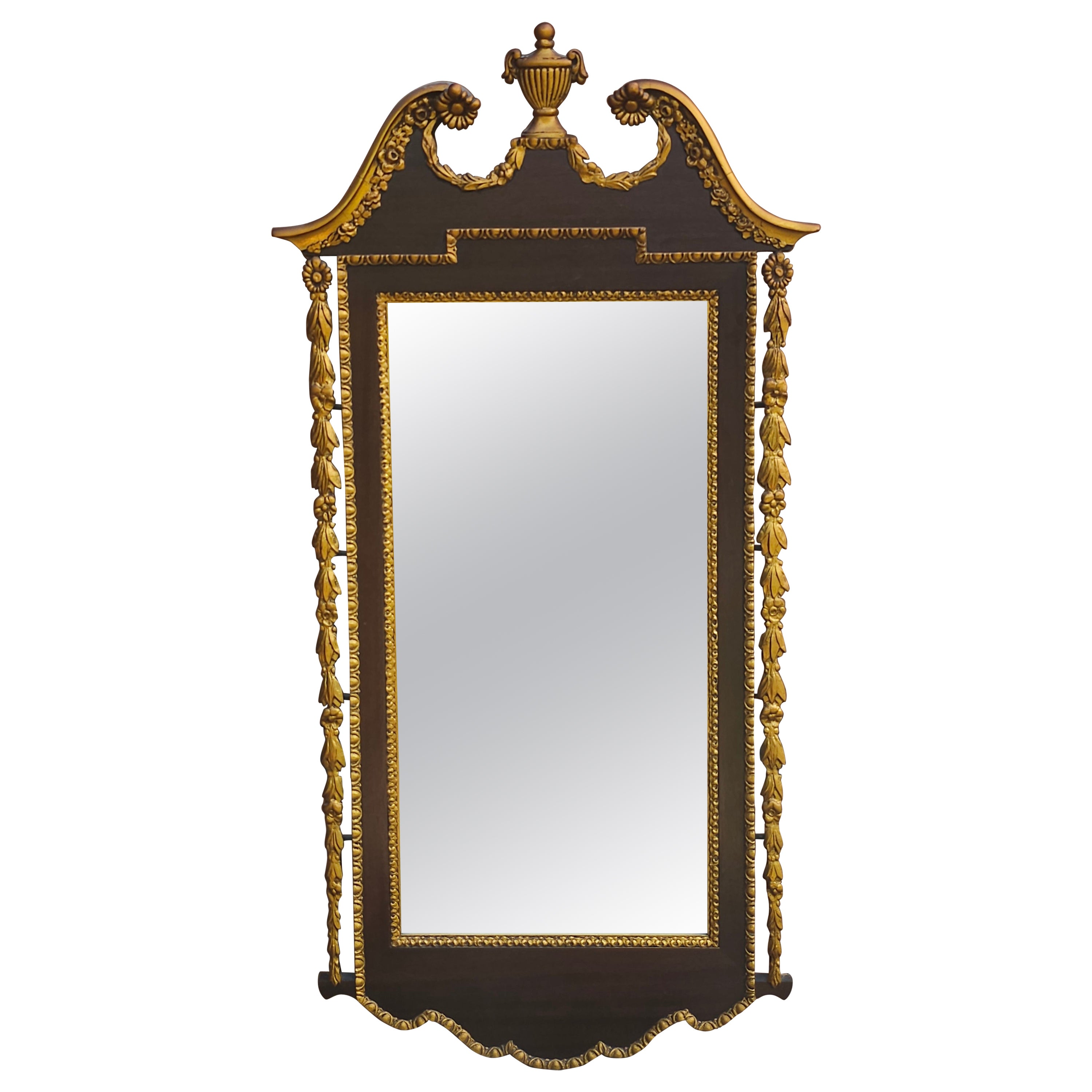 Federal Style Parcel Gilt Decorated Mahogany Frame Mirror