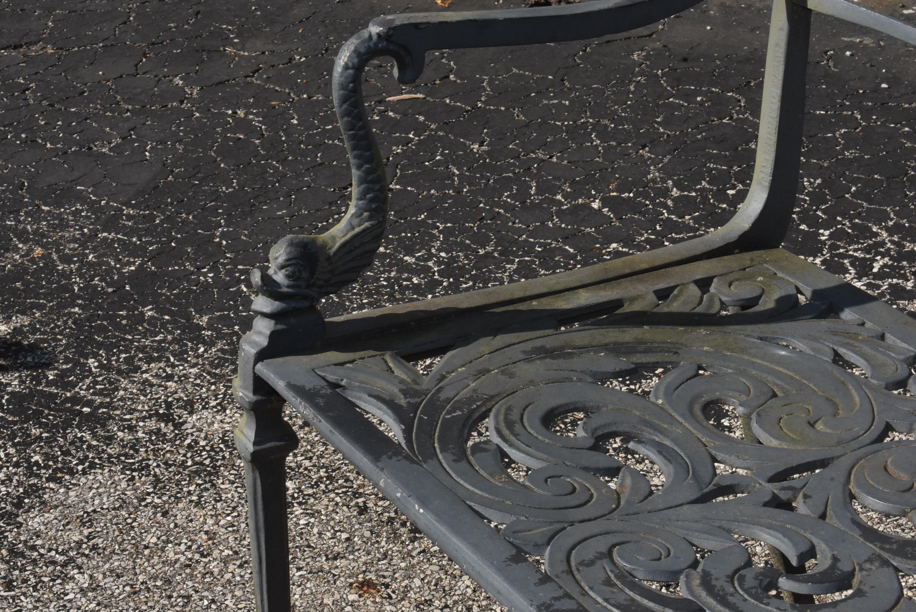 American Federal Style Patio Set, Table, Attributed to Molla, Dolphin and Star Design