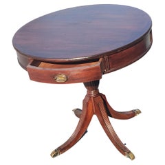 Federal Style Pedestal Mahogany Drum Table, Circa 1940s