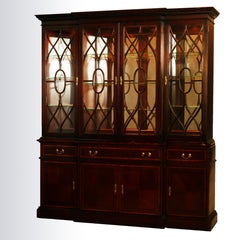Federal Style Pennsylvania House Flame Mahogany Banded Breakfront Cabinet 20th C