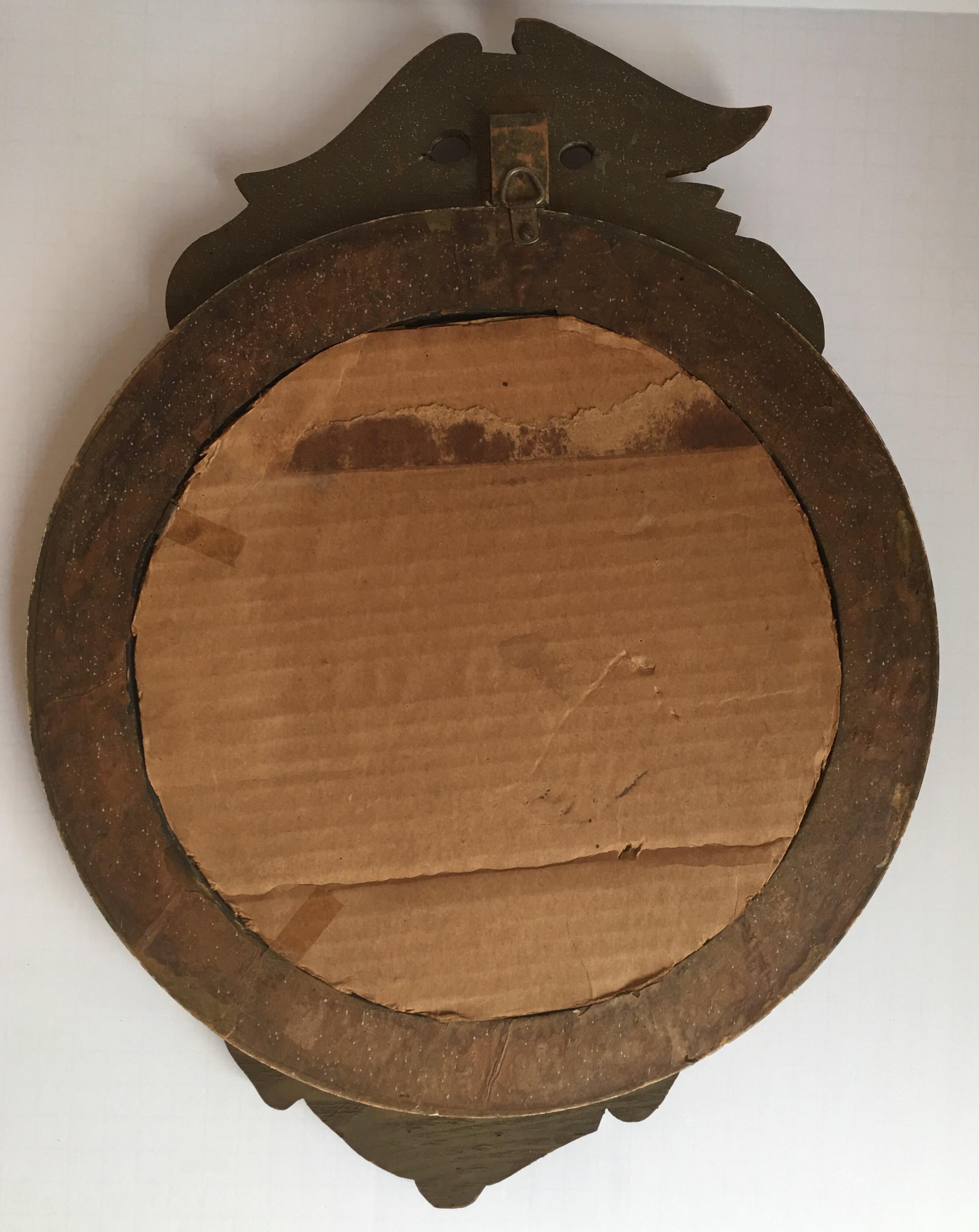 20th Century Federal Style Round Convex Giltwood Eagle Mirror