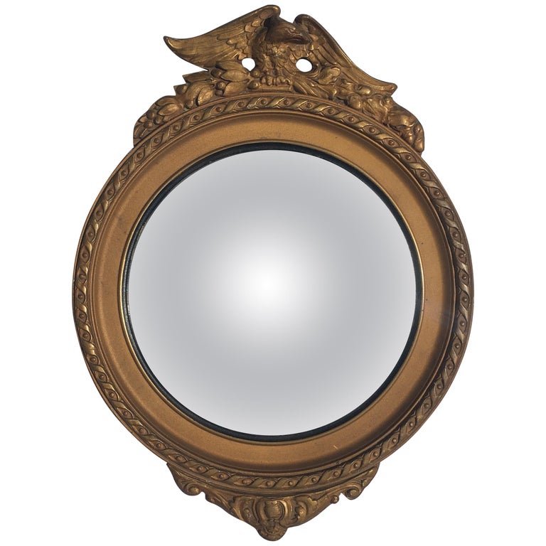 Federal Style Round Convex Giltwood Eagle Mirror at 1stDibs round