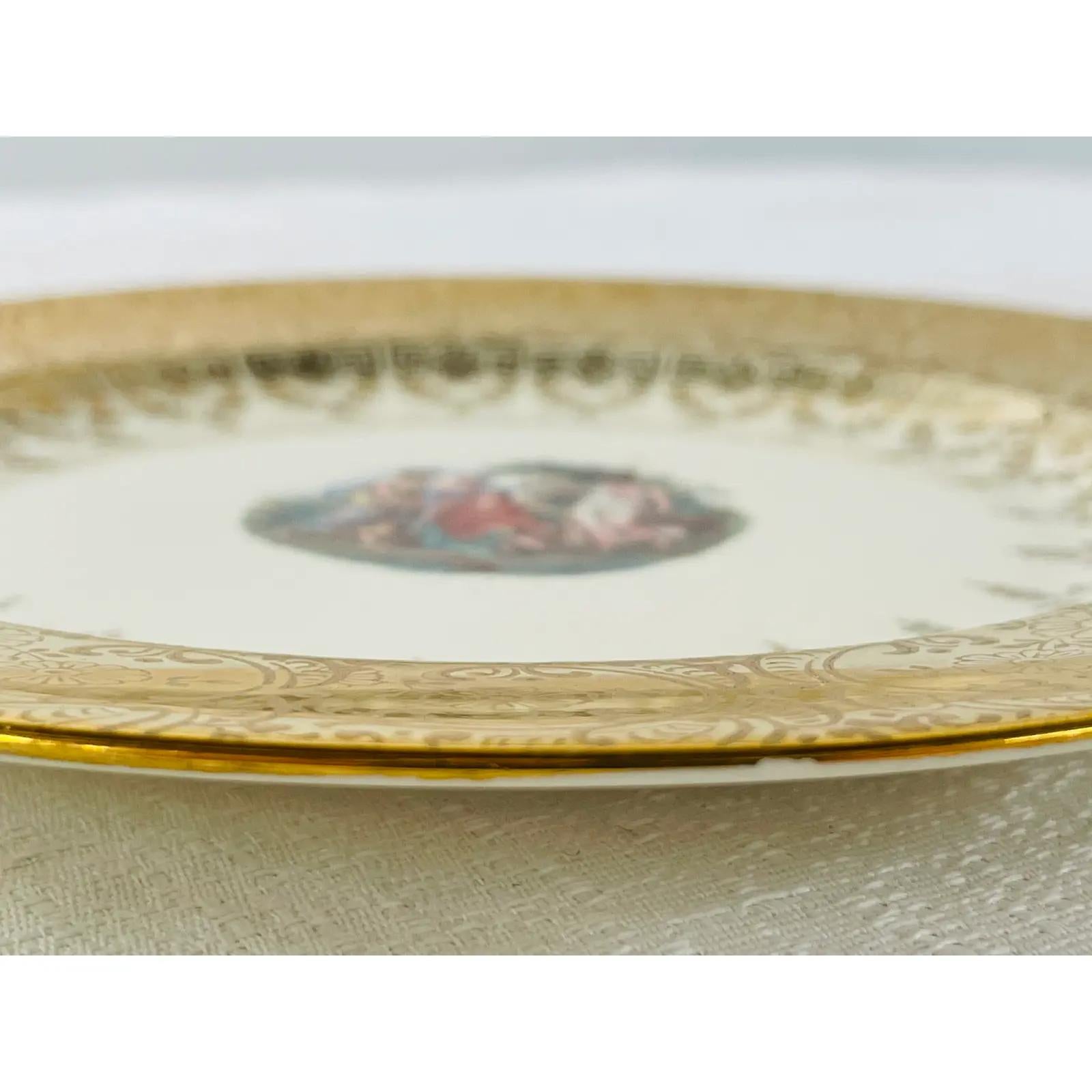 Federal Style Sabin Crest -O- Gold Warranted 22K Gold Dinner Plate, Set of 6 For Sale 2