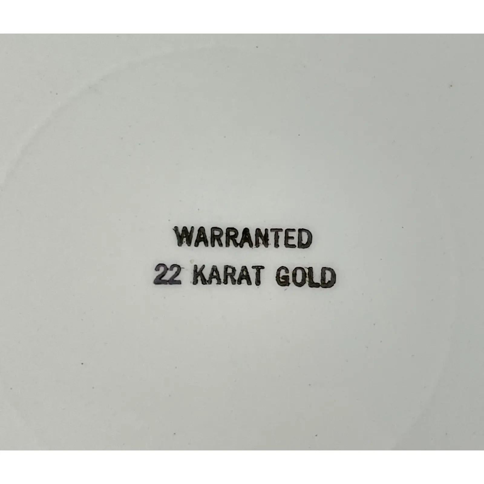 Federal Style Sabin Crest -O- Gold Warranted 22K Gold Dinner Plate, Set of 6 For Sale 4