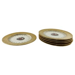 Plato llano de oro de 22 quilates con escudo de Sabin -O- de estilo federal, juego de 6