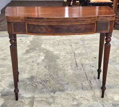 Federal Style Satinwood Inlaid Mahogany Fold Top Console Card Table