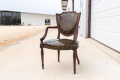 Federal Style Shield Back Chairs with Faux Tortoise Leather Seats, pair
