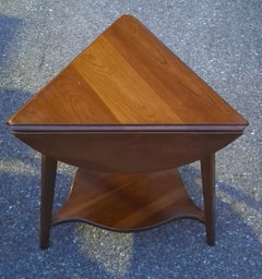 Federal Style Solid Stained Cherry Triangular Drop-Leaf Side Table