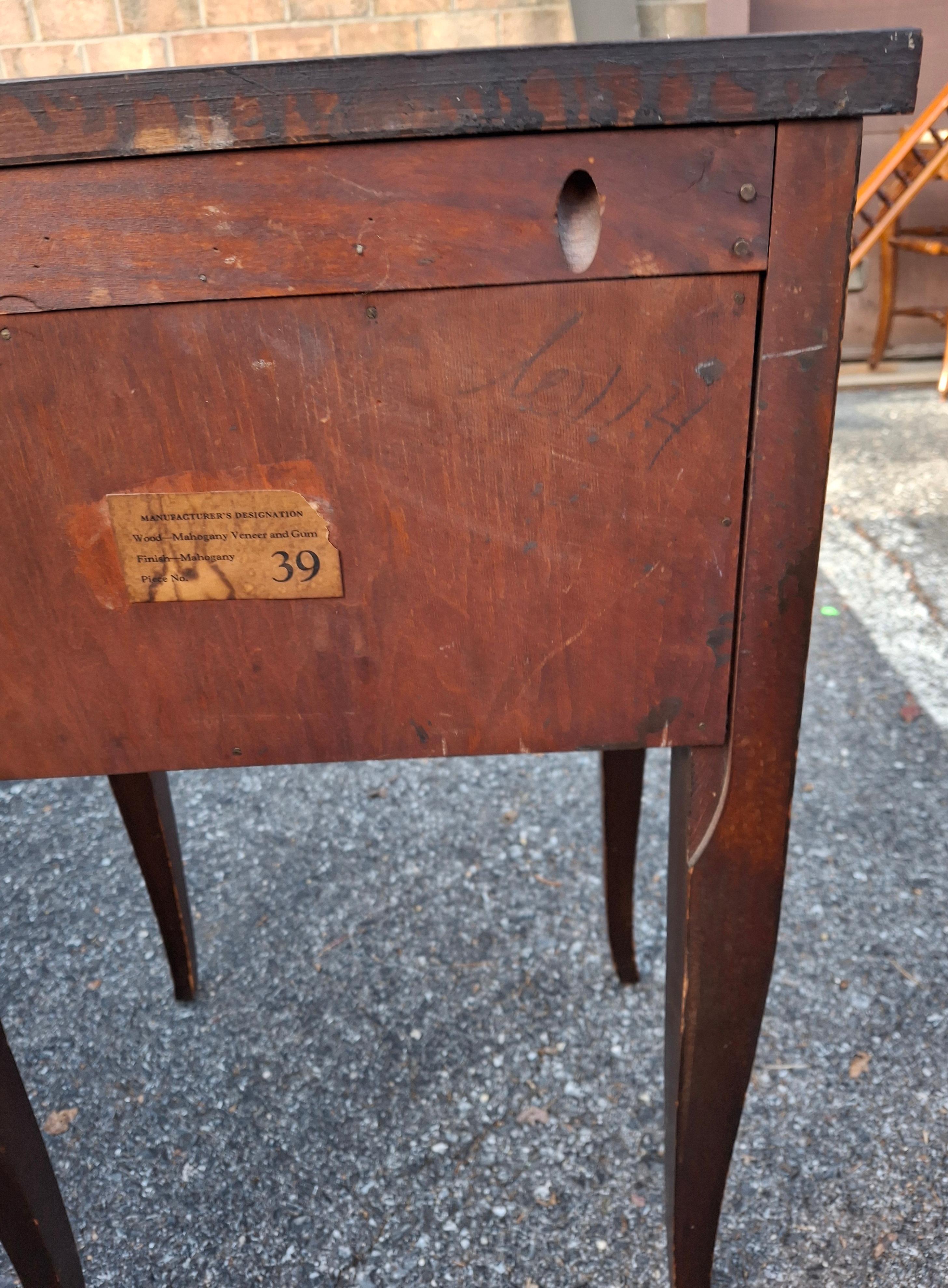 Federal Style Stained Mahogany Two-Drawer Side Table Nightstand, Circa 1940s in vendita 2