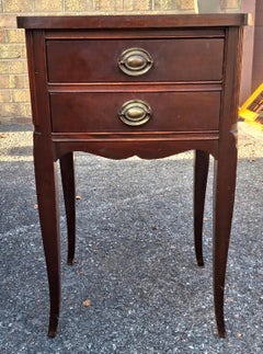 Federal Style Stained Mahogany Two-Drawer Side Table Nightstand, Circa 1940s