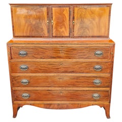 Federal Style Two-Part Satin Mahogany Chest of Drawers Secretary, Circa 1900s