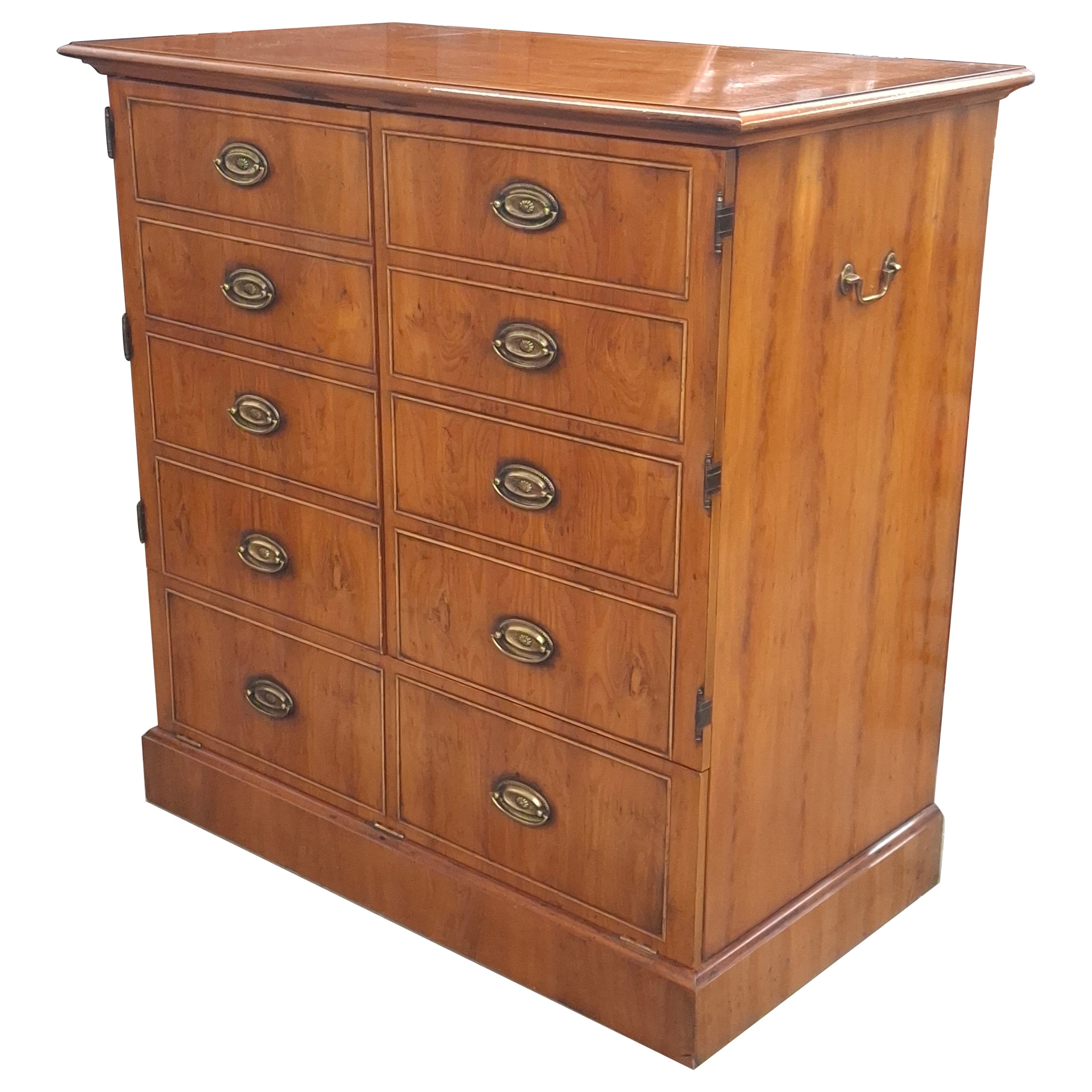 Federal Style Yew Wood Double Door Side Cabinet For Sale